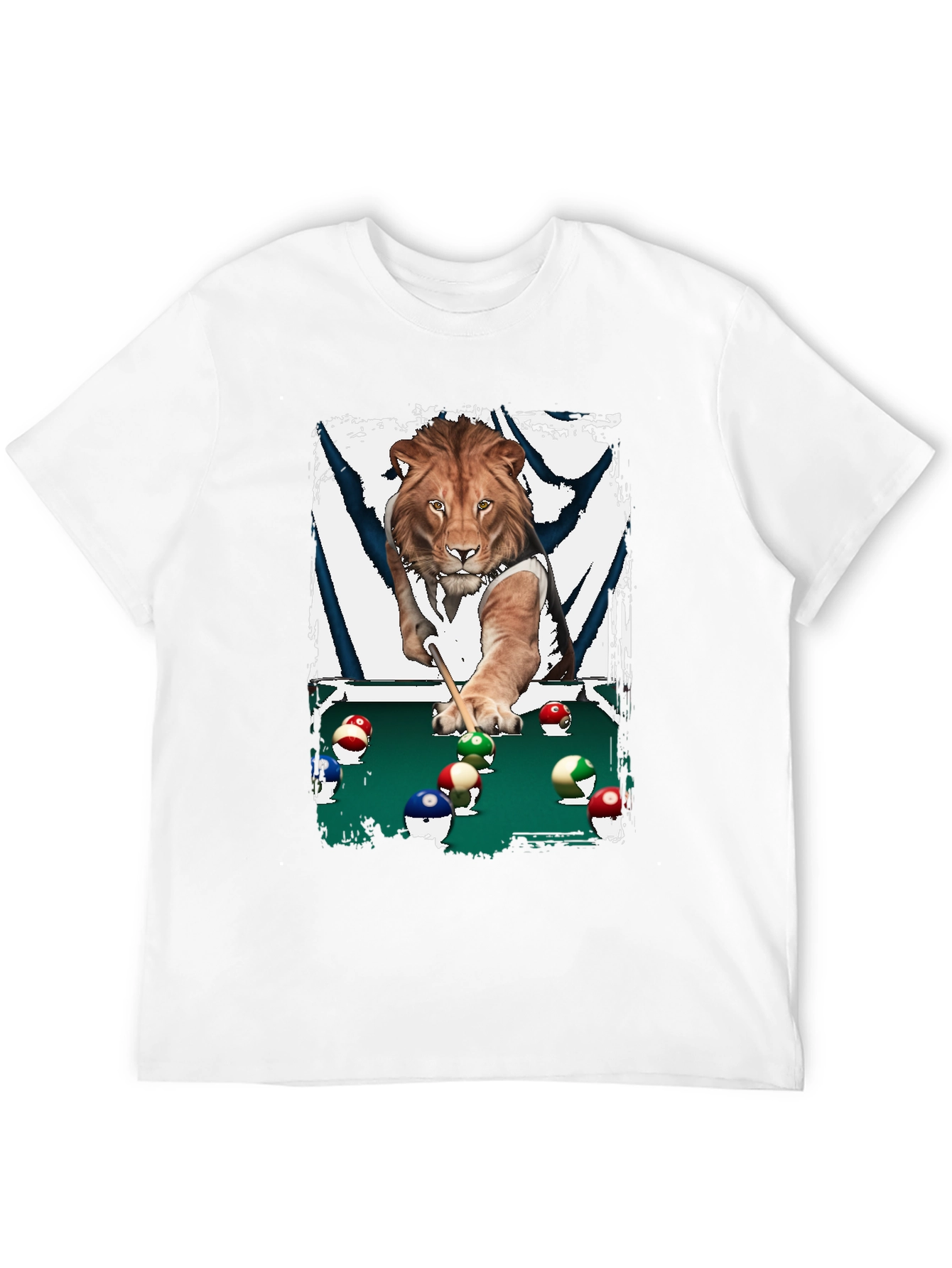 Lion Playing Pool T-Shirt - Unique Graphic Tee