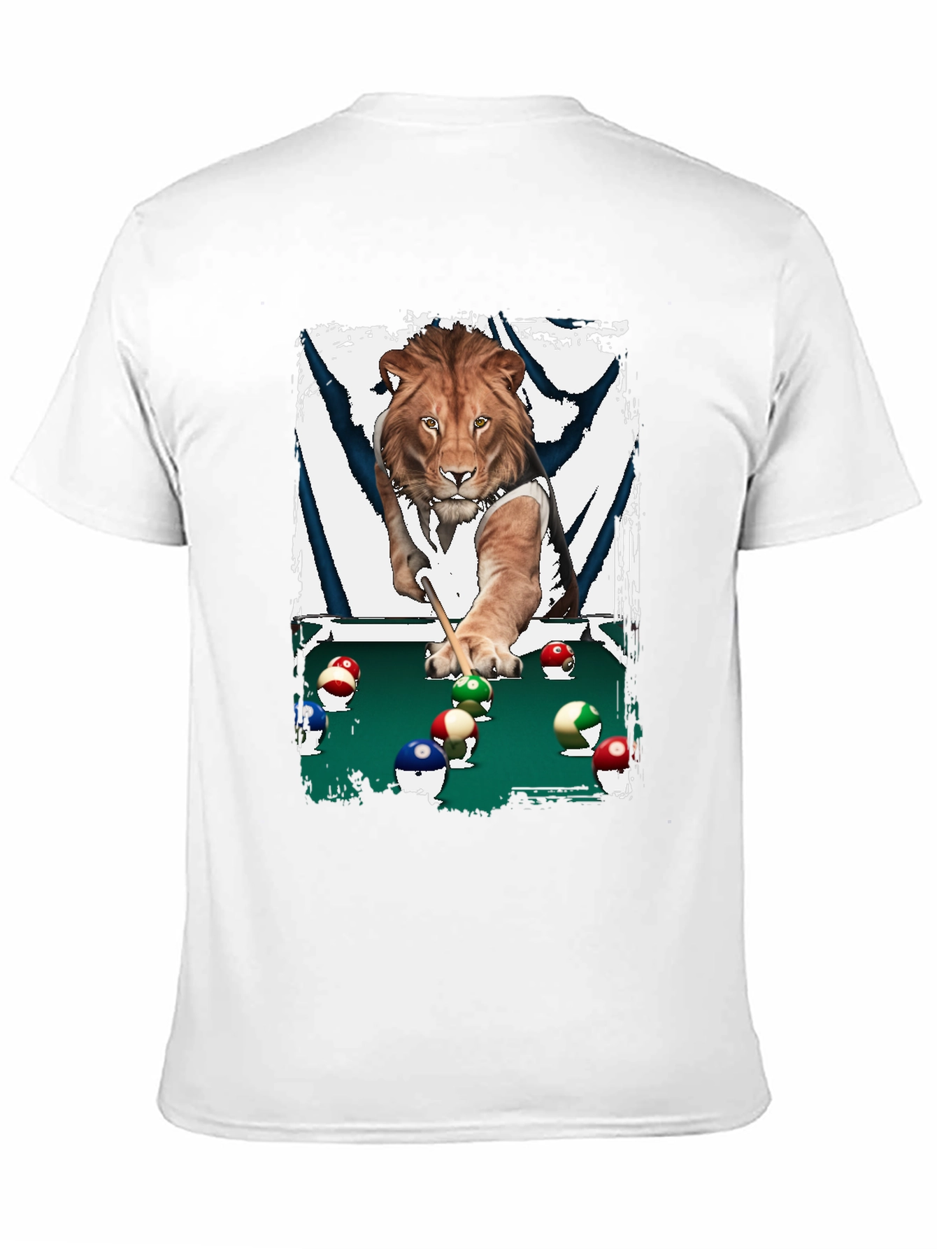 Lion Playing Pool T-Shirt - Unique Graphic Tee