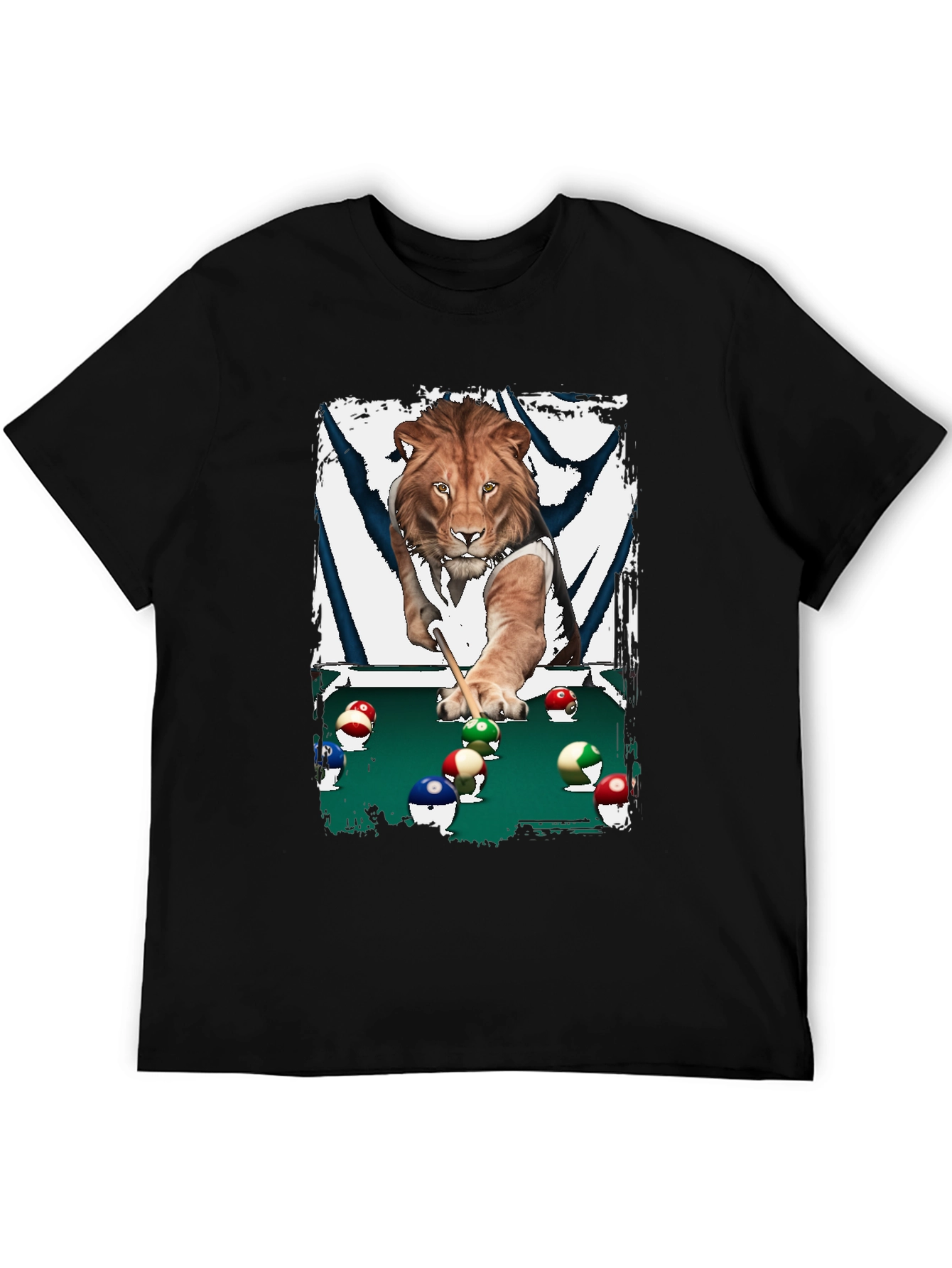 Lion Playing Pool T-Shirt - Unique Graphic Tee