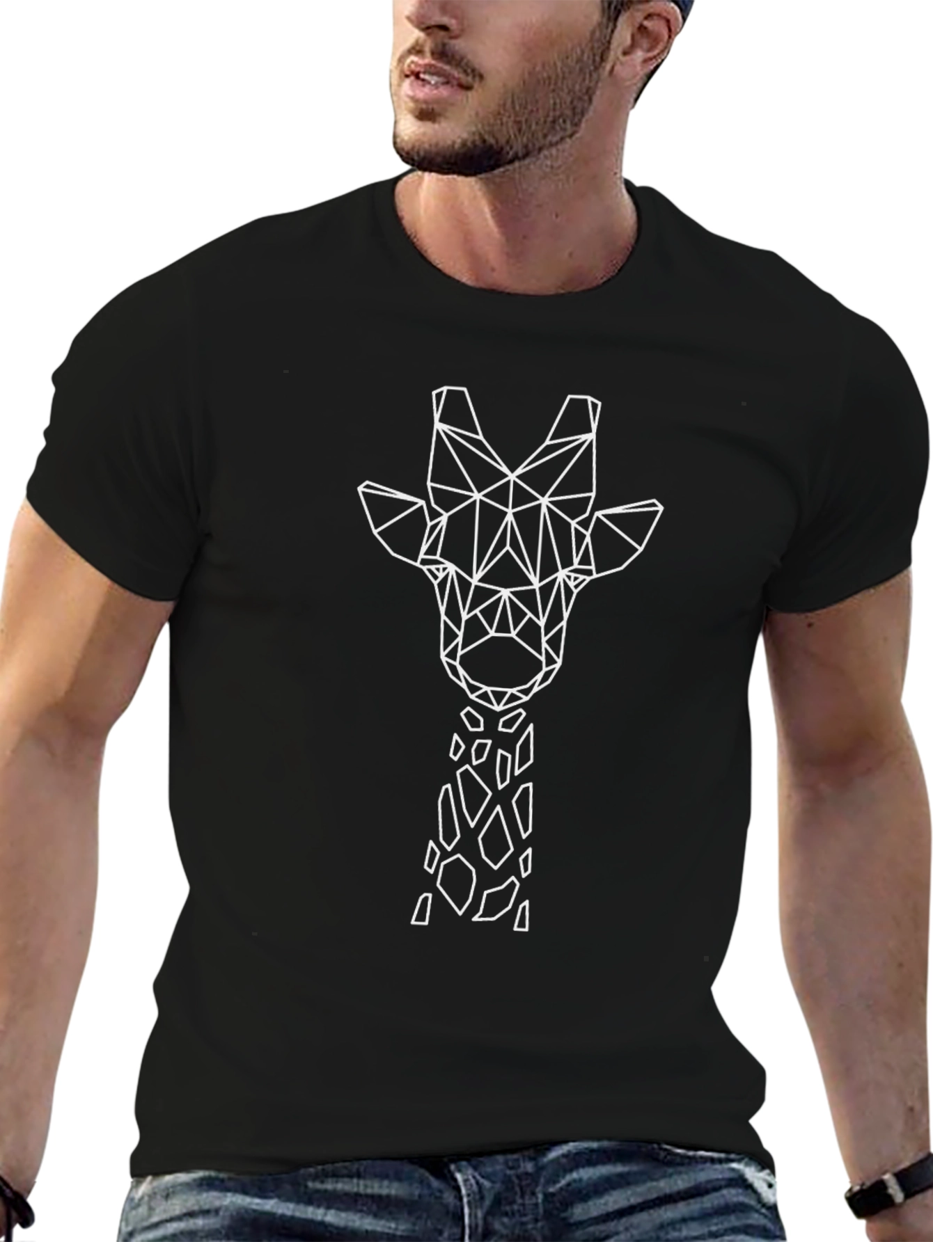 Geometric Giraffe Graphic Tee - Modern Art Design