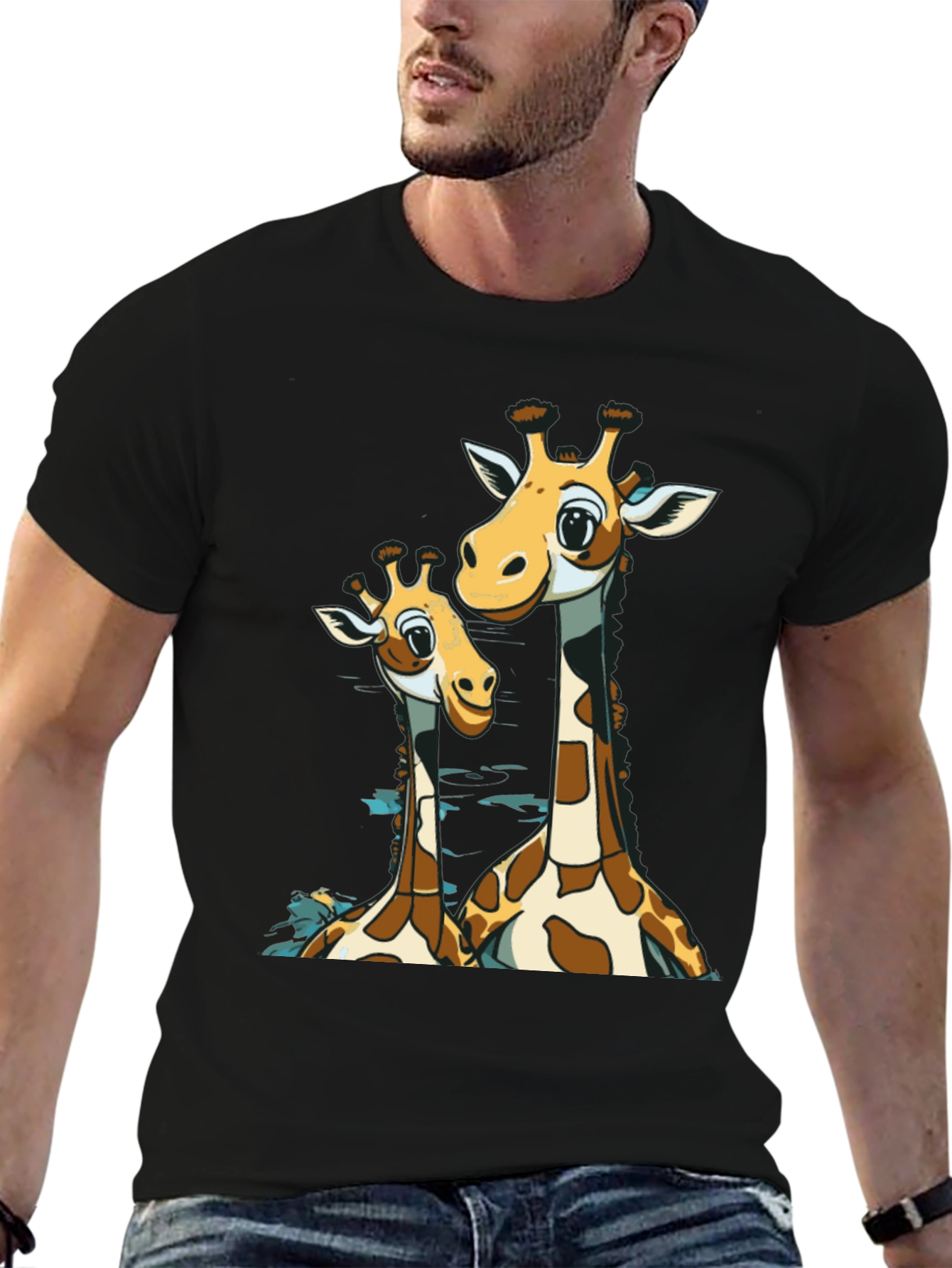 Giraffe Lover Black T-Shirt