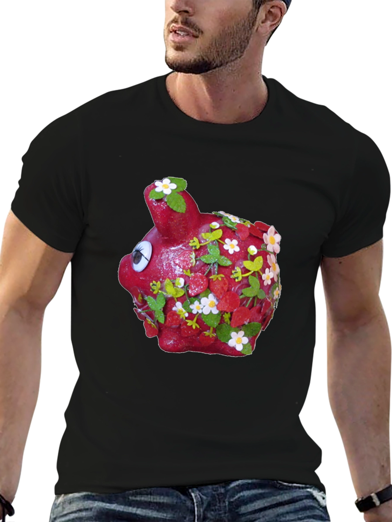 Piggy Bank Strawberry Shortcake Black T-Shirt