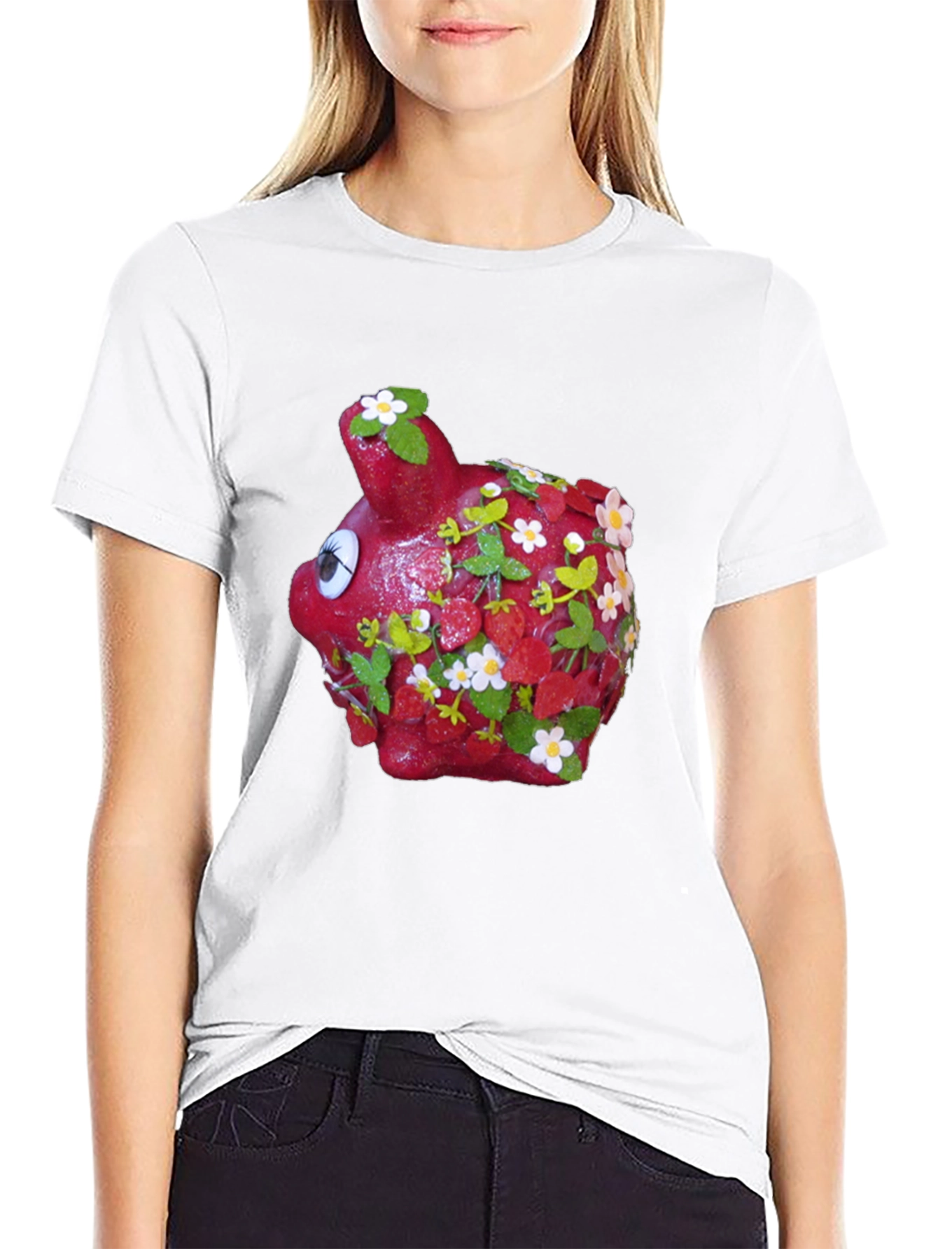 Piggy Bank Strawberry Shortcake Black T-Shirt