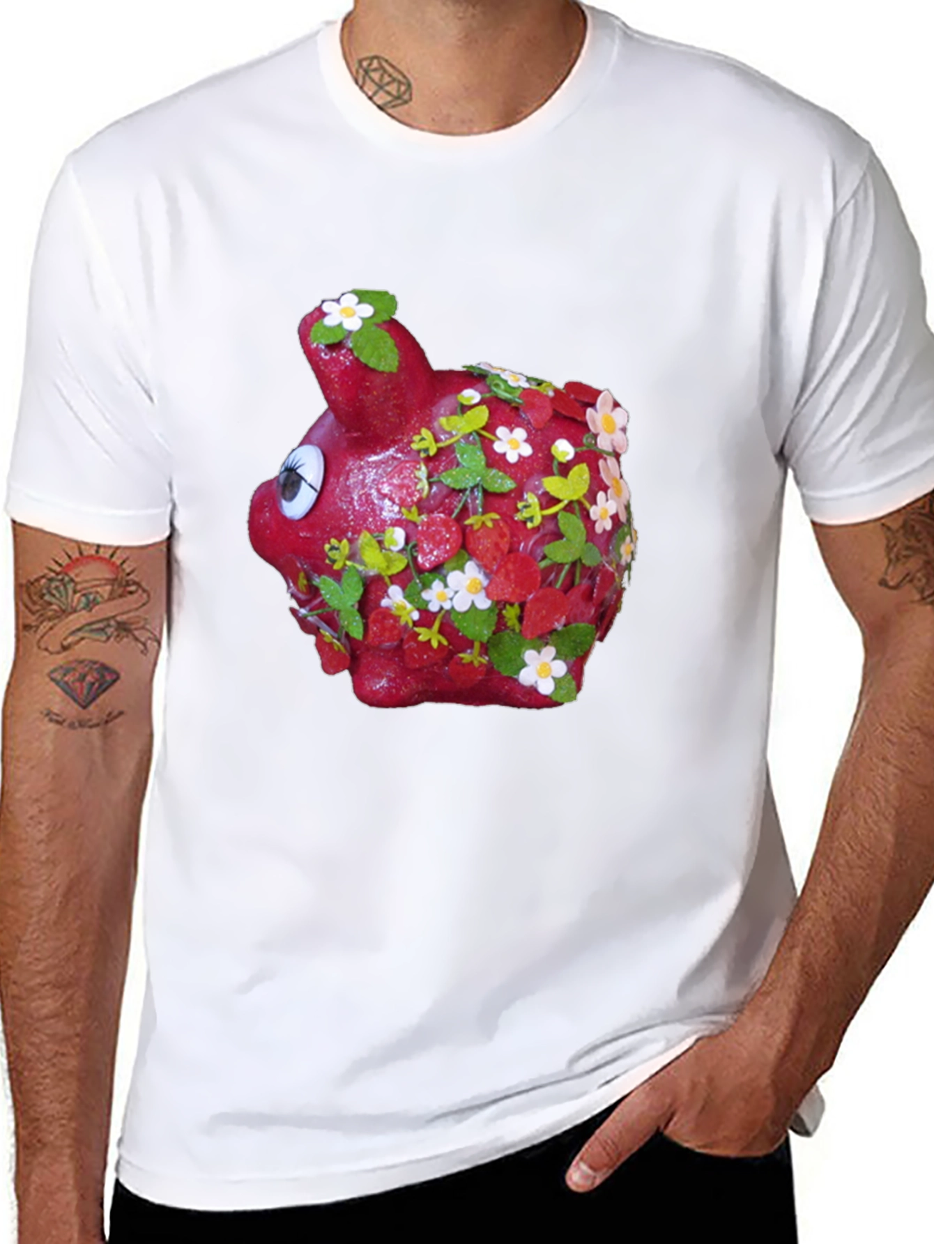 Piggy Bank Strawberry Shortcake Black T-Shirt