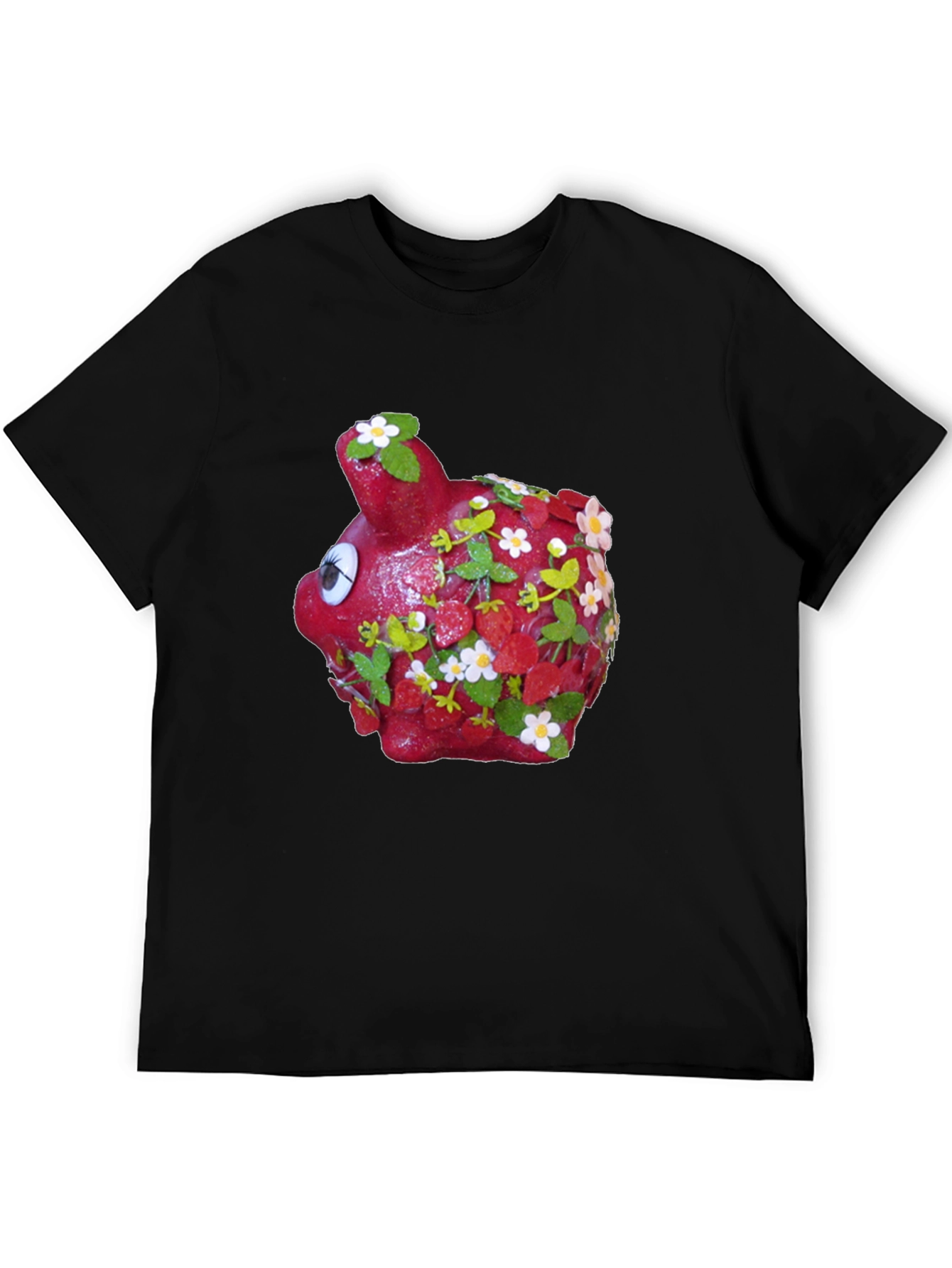 Piggy Bank Strawberry Shortcake Black T-Shirt