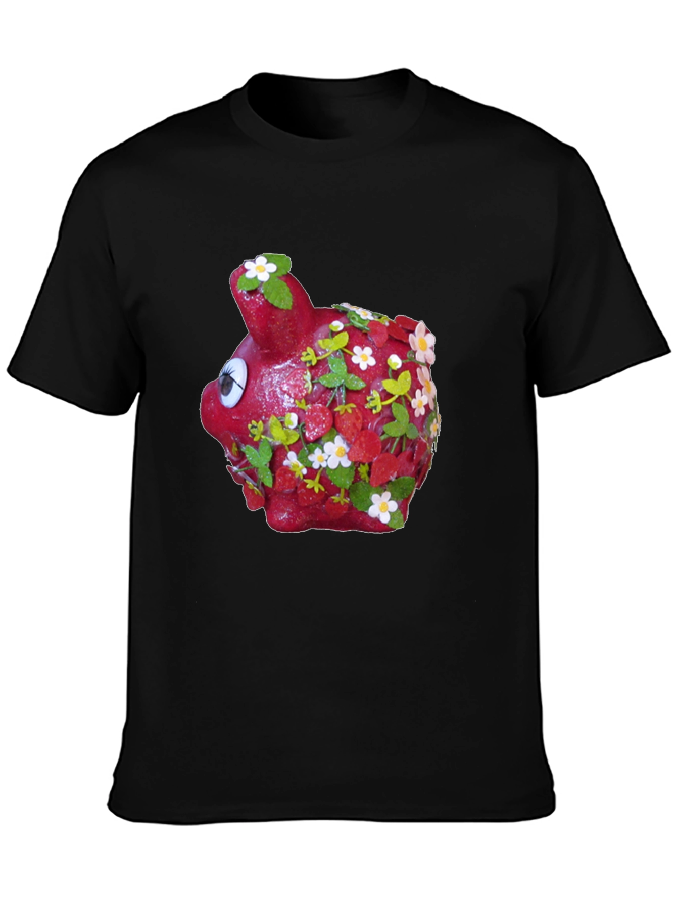 Piggy Bank Strawberry Shortcake Black T-Shirt