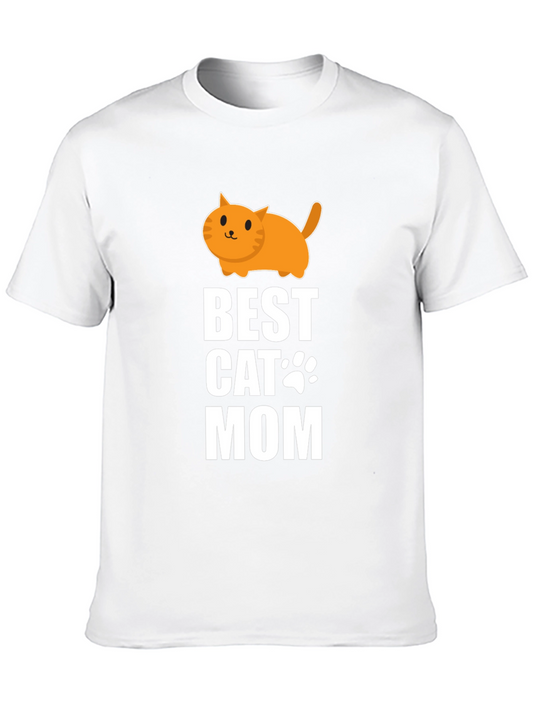 Best Cat Mom Graphic Tee - Black Cotton T-Shirt