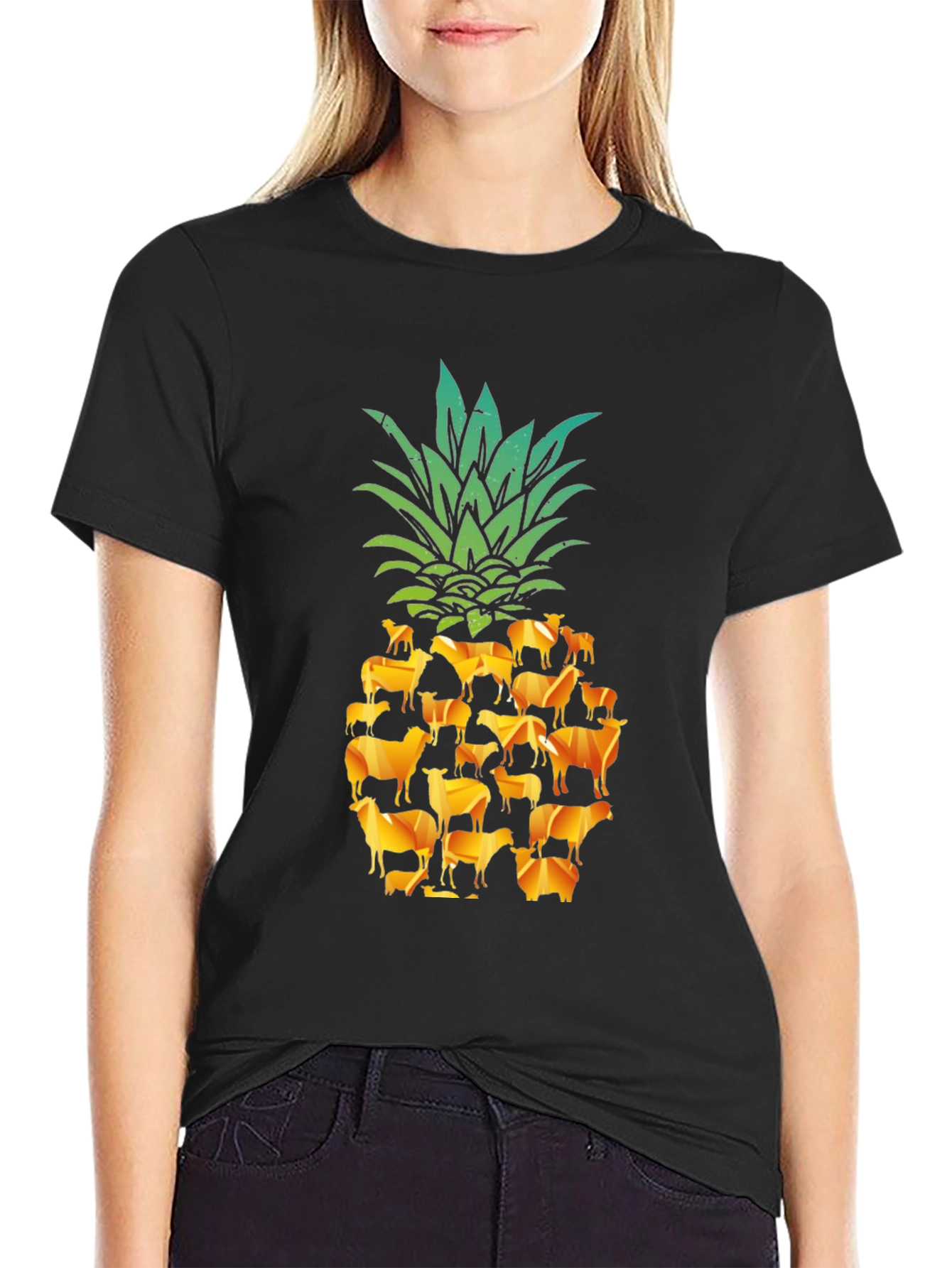 Cow Pineapple T-Shirt - Farm Animal Fruit Tee
