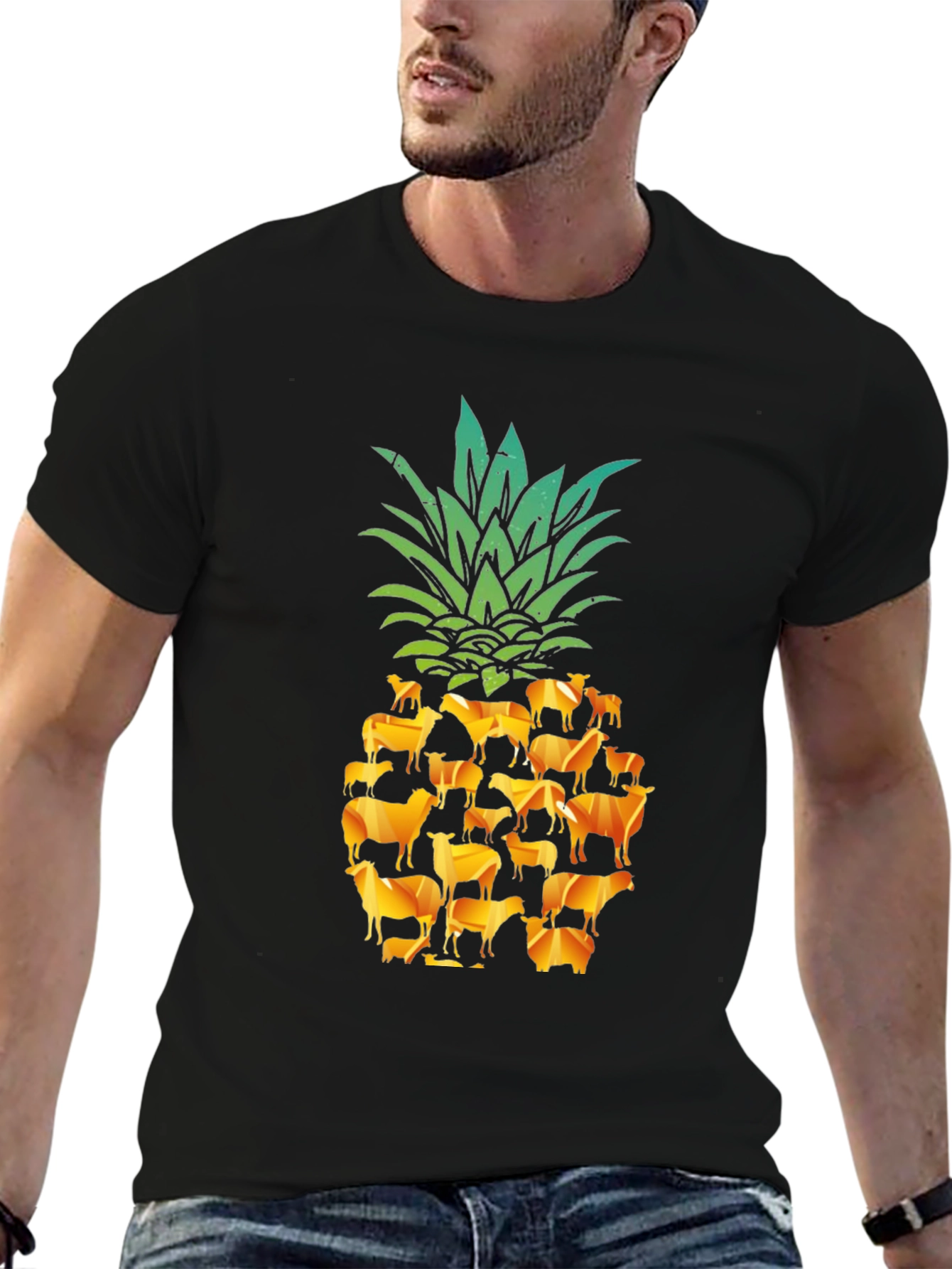 Cow Pineapple T-Shirt - Farm Animal Fruit Tee