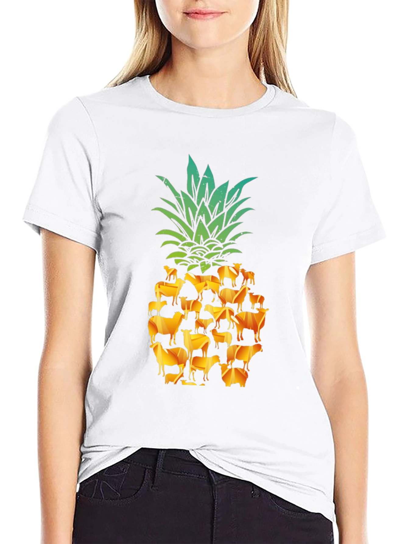 Cow Pineapple T-Shirt - Farm Animal Fruit Tee