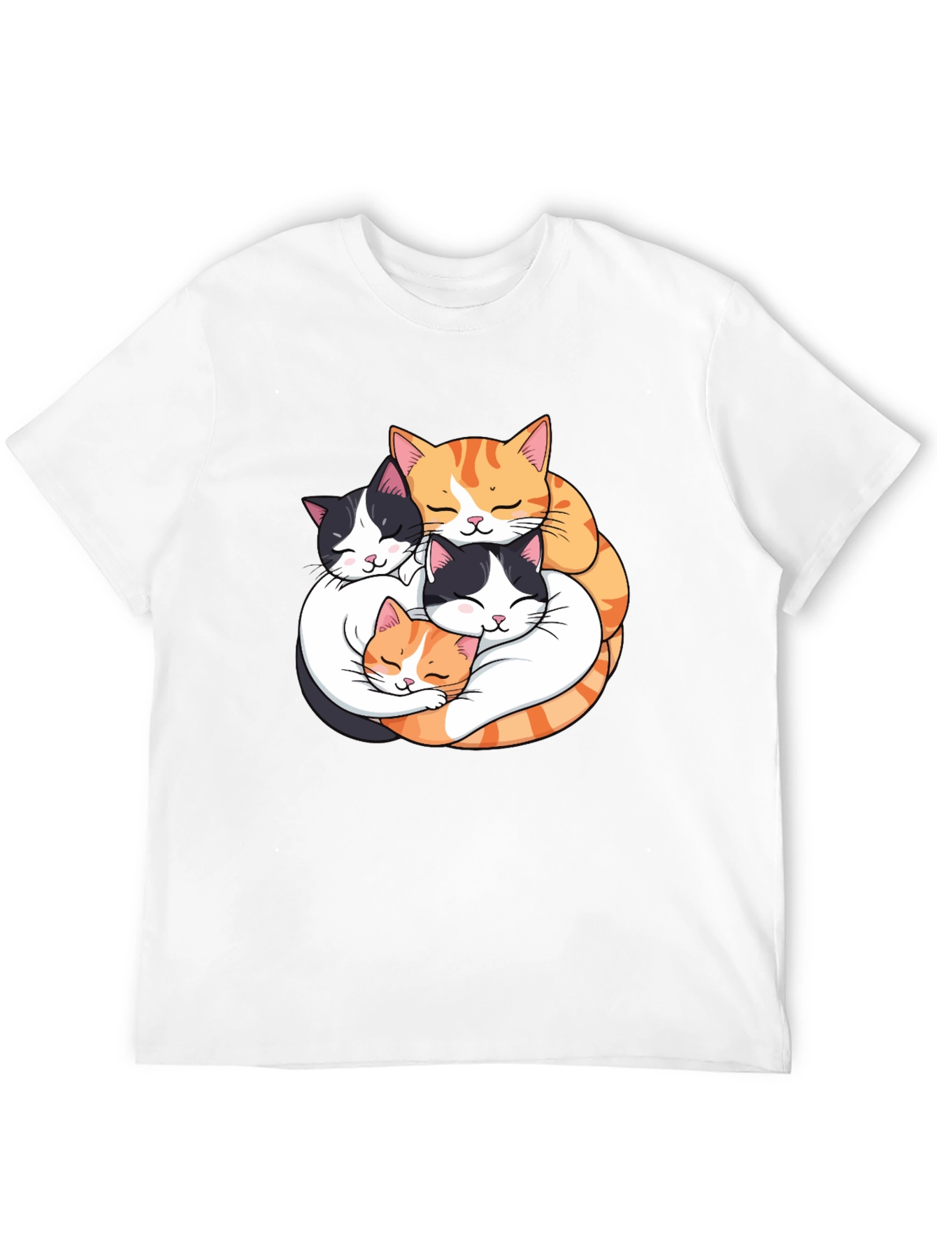 Cute Cats Hugging Graphic Tee - Black