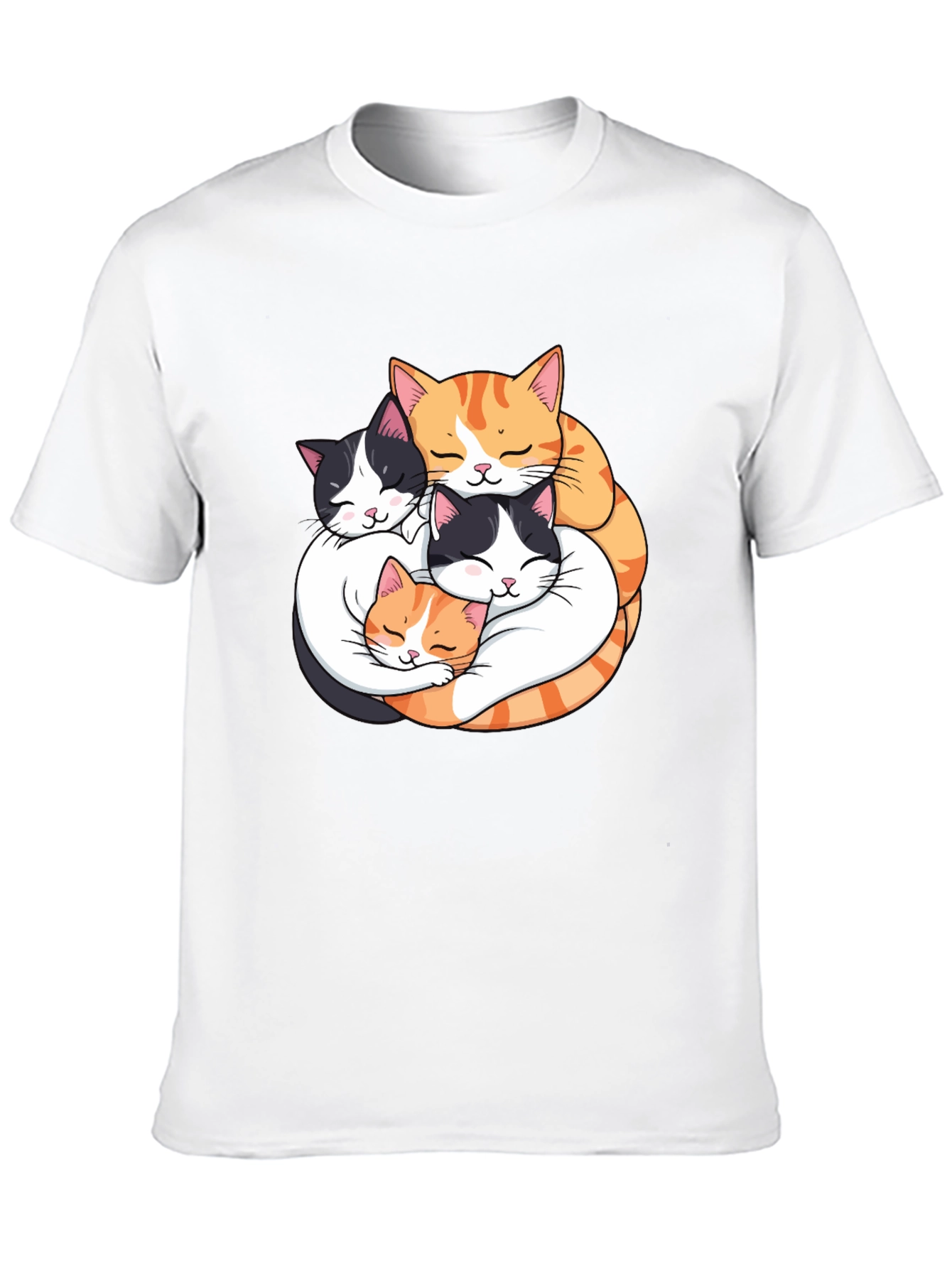 Cute Cats Hugging Graphic Tee - Black