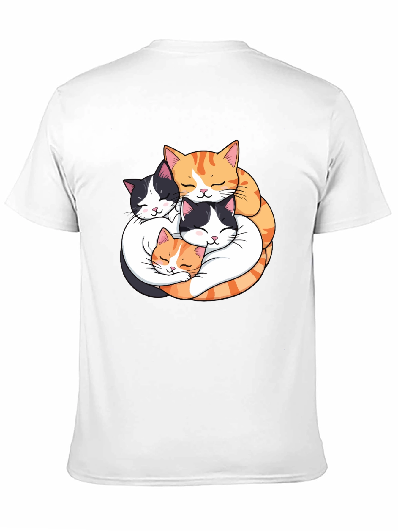 Cute Cats Hugging Graphic Tee - Black