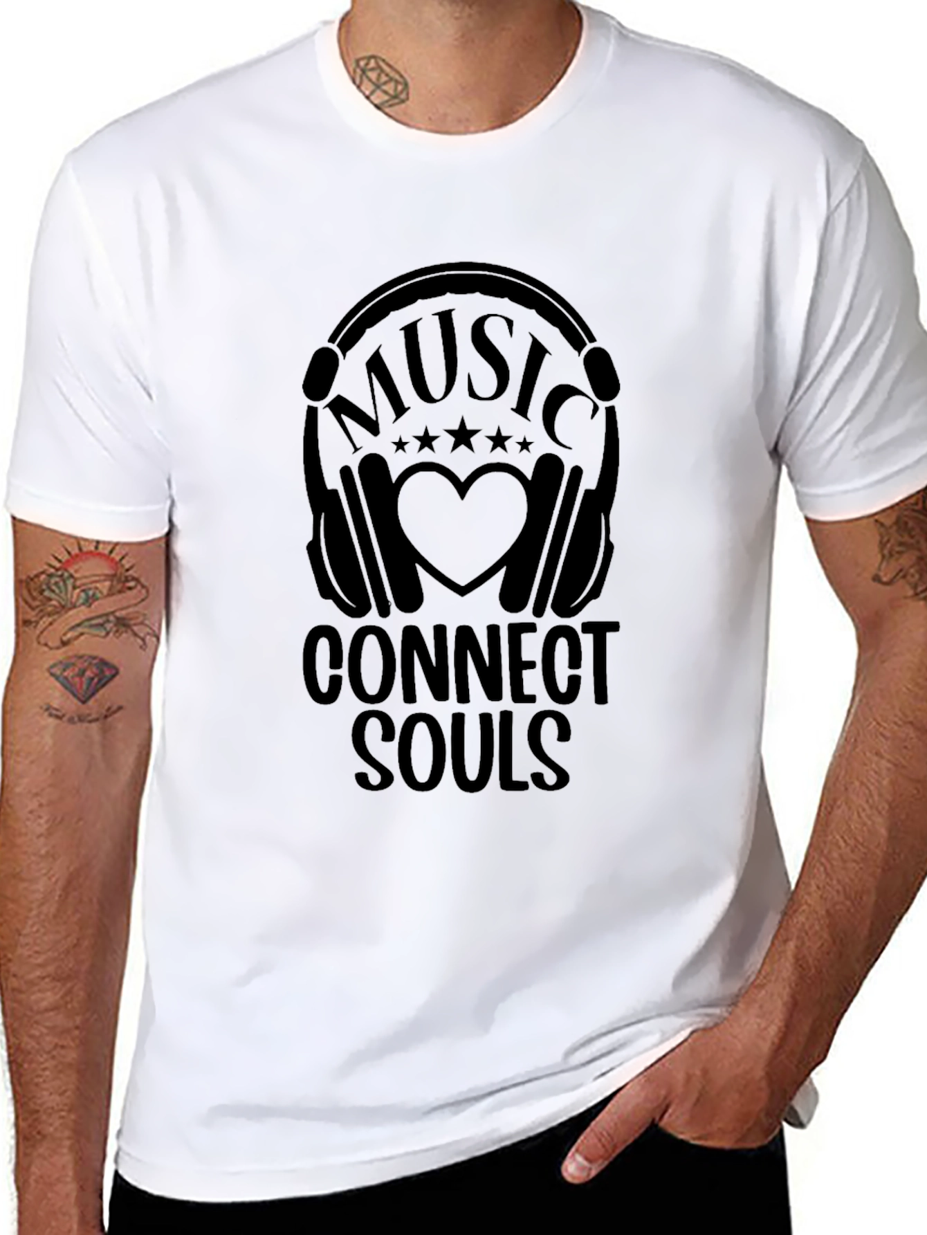 Music Connects Souls Black Graphic Tee
