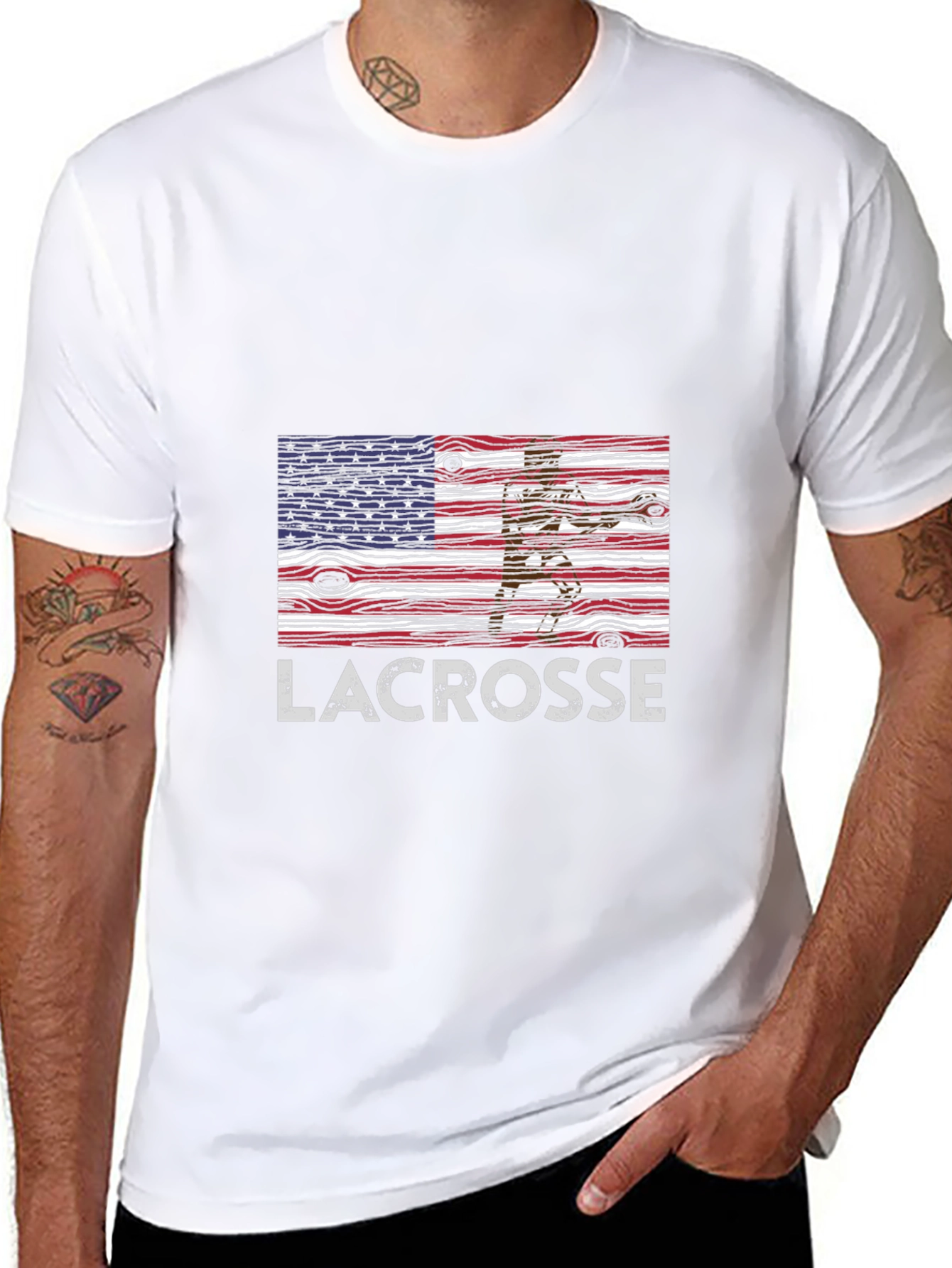 Lacrosse USA Flag Graphic T-Shirt