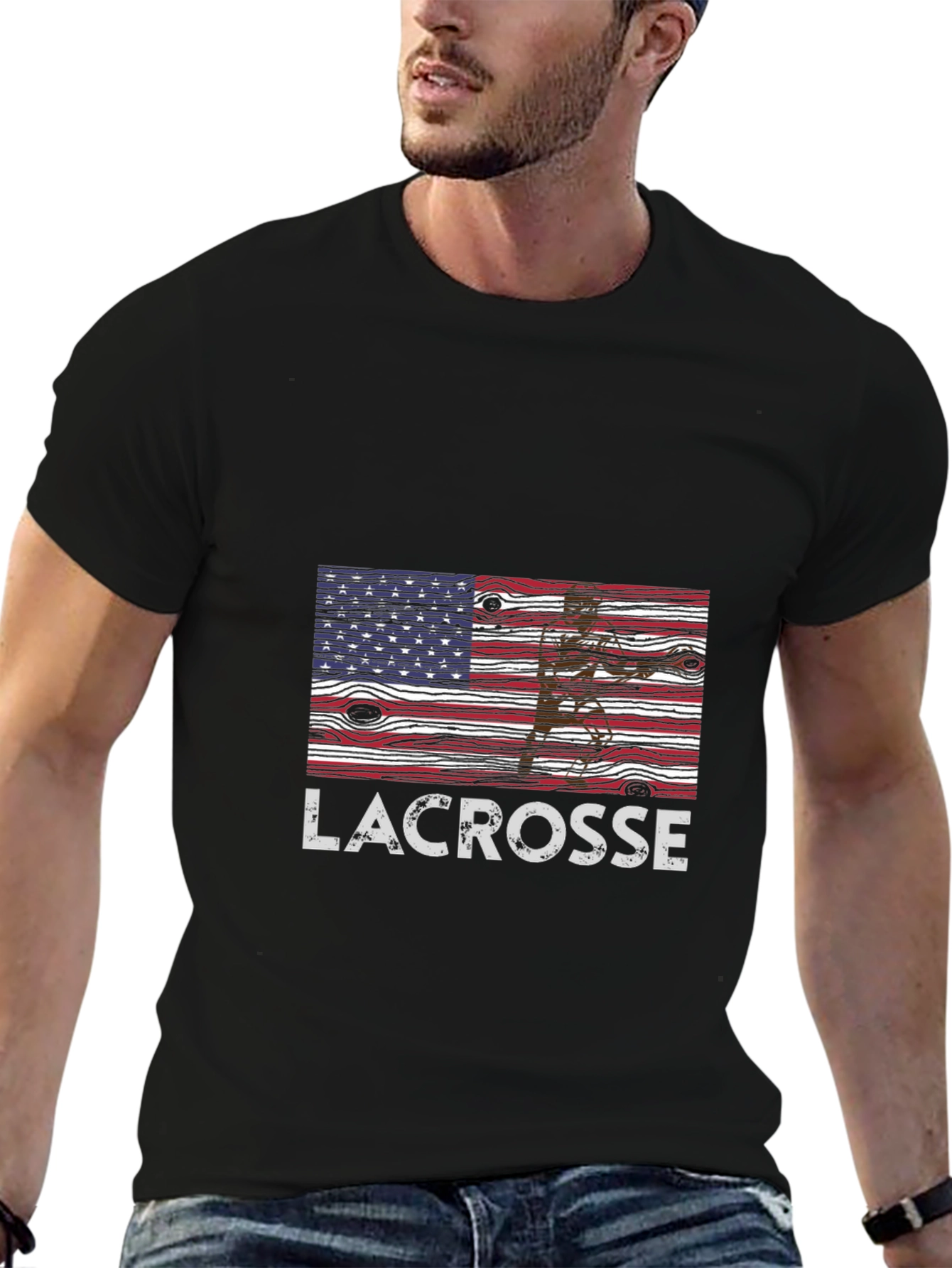 Lacrosse USA Flag Graphic T-Shirt