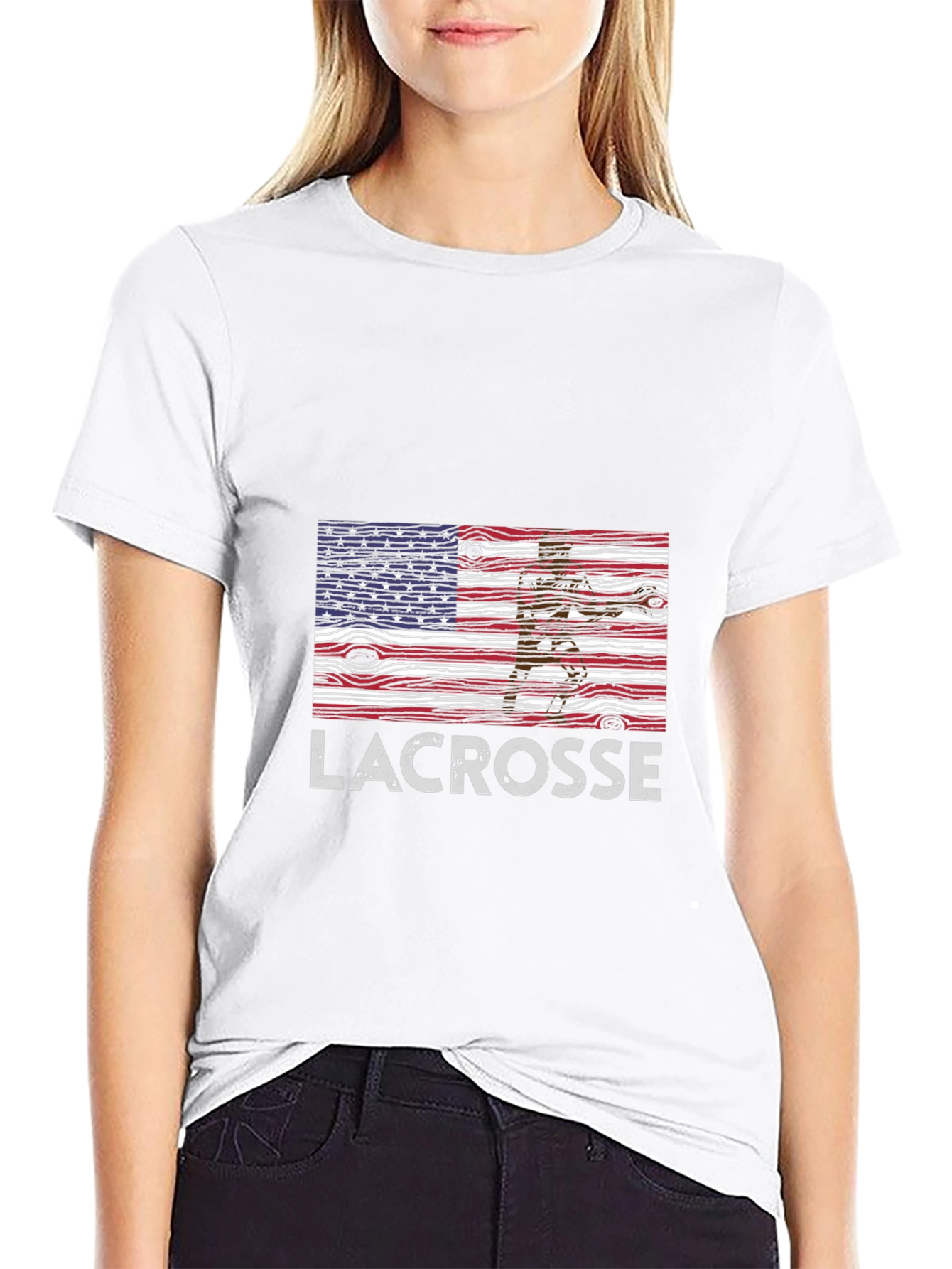 Lacrosse USA Flag Graphic T-Shirt