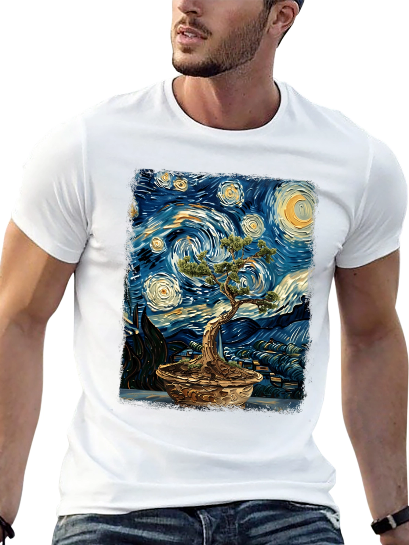 Starry Night Bonsai Tree Graphic Tee