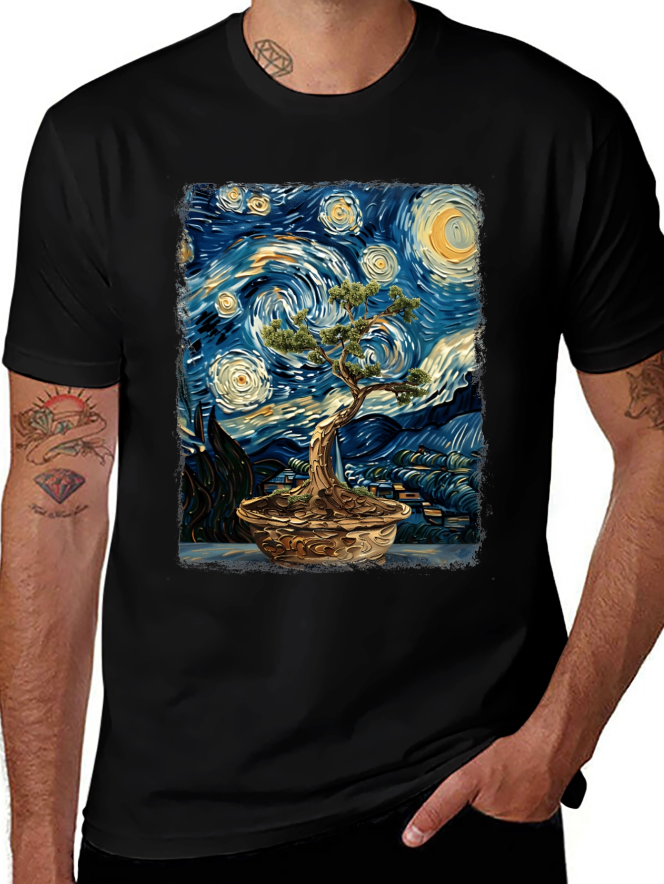 Starry Night Bonsai Tree Graphic Tee
