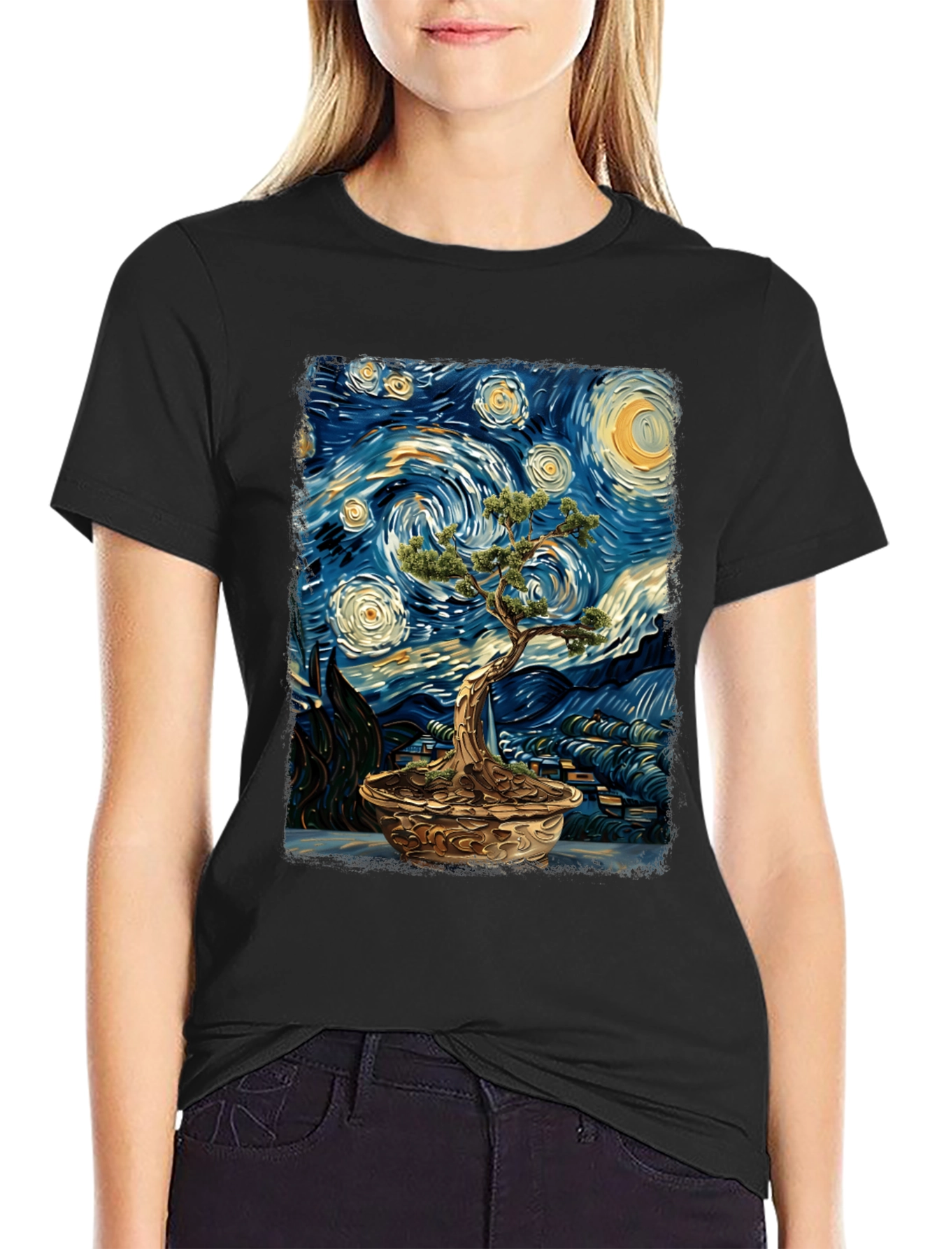 Starry Night Bonsai Tree Graphic Tee