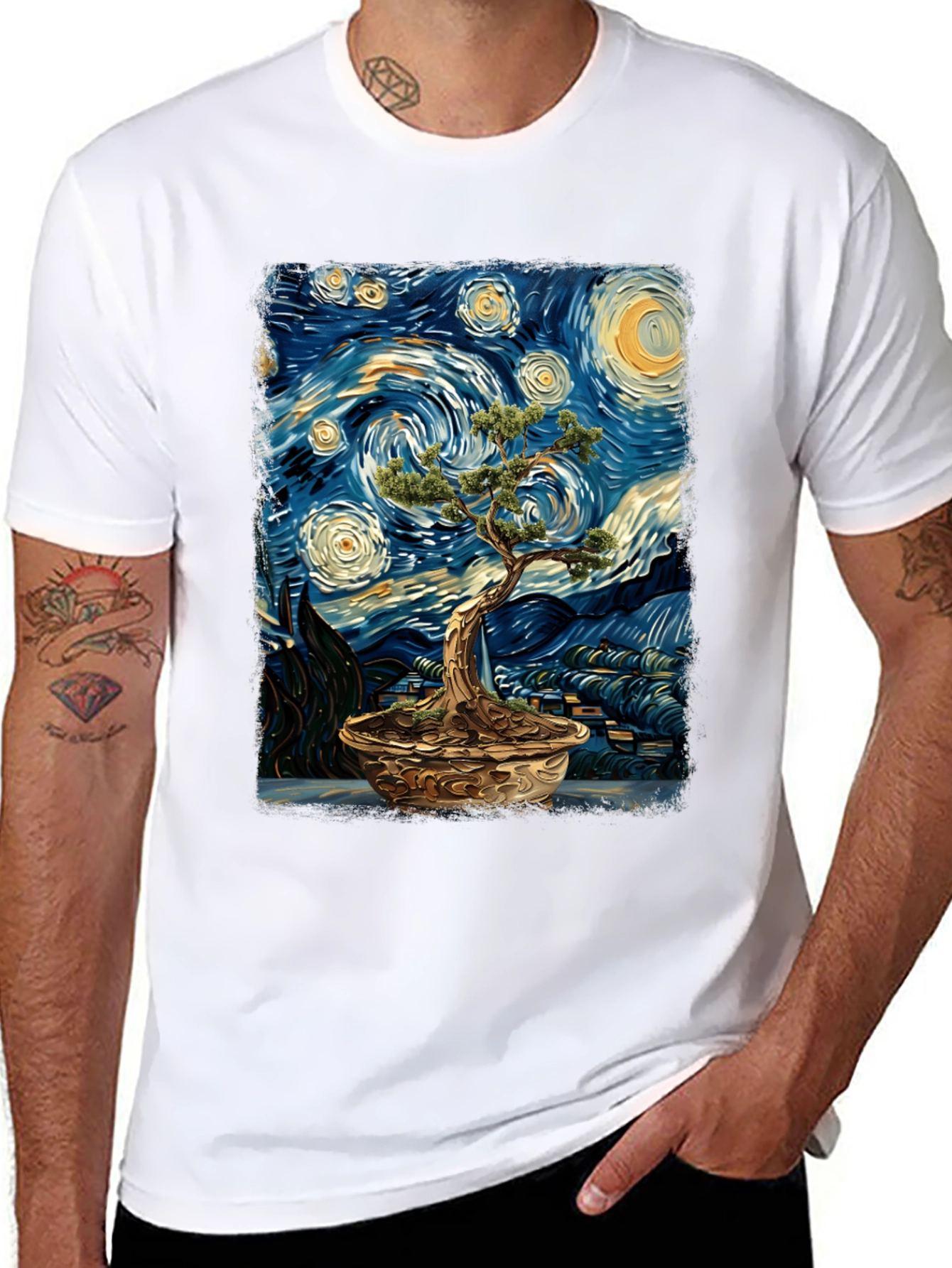 Starry Night Bonsai Tree Graphic Tee