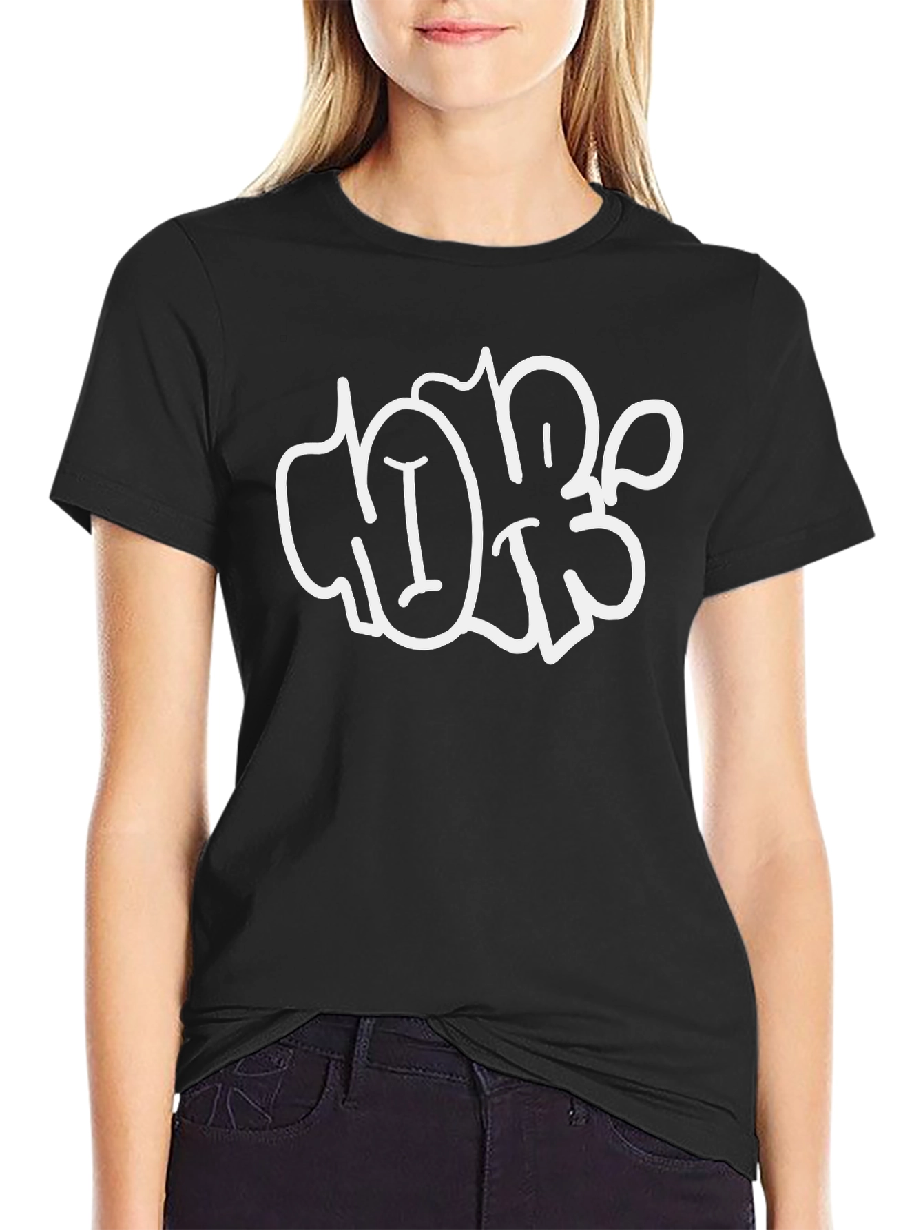 Cool Graphic Tee - Black Cotton Blend Shirt