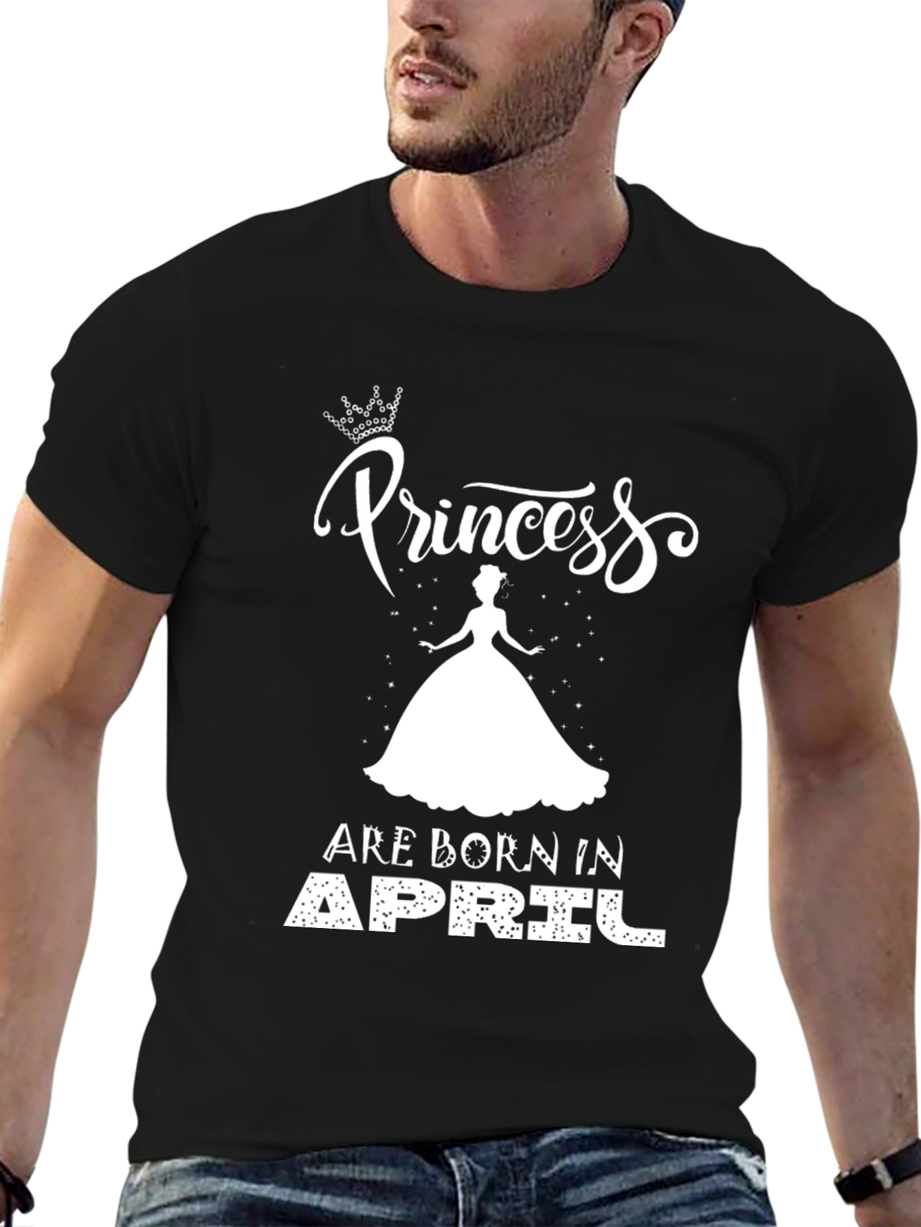 Princess Are Born In April Black T-Shirt