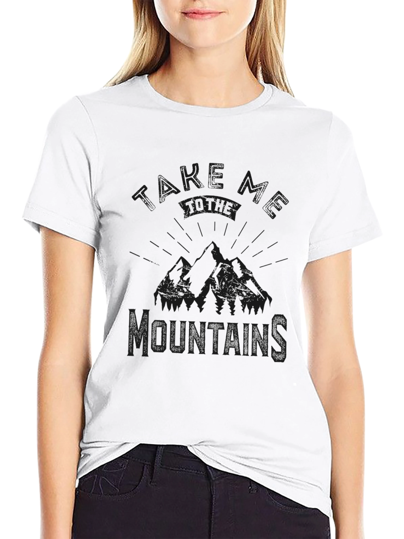 Take A Hike Mountains Black Graphic T-Shirt