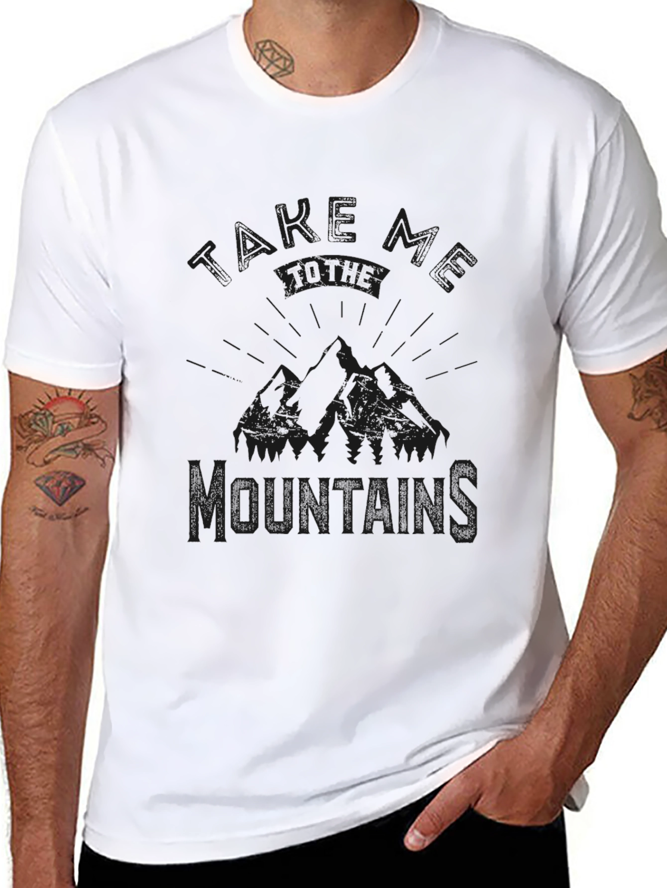 Take A Hike Mountains Black Graphic T-Shirt