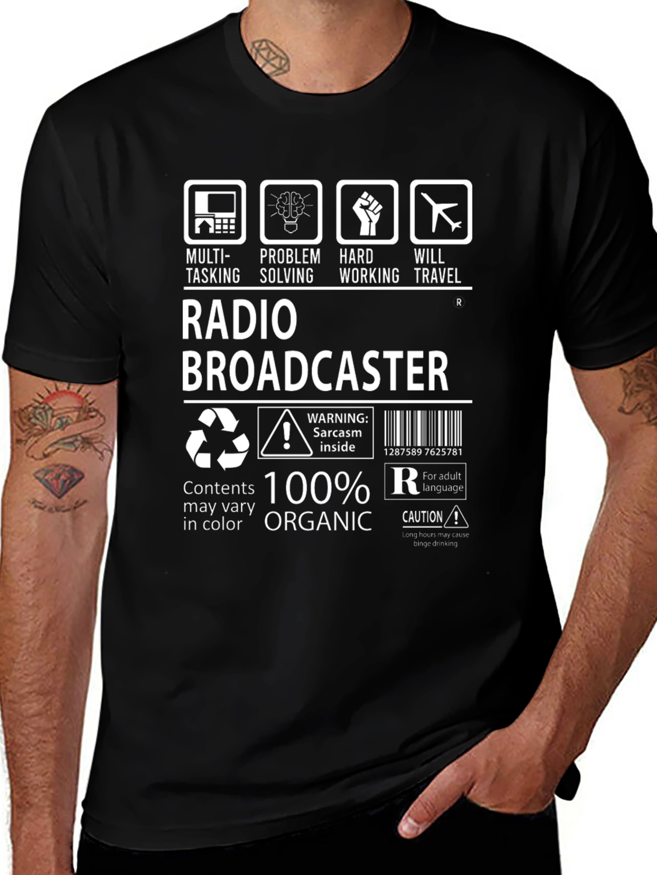 Radio Broadcaster T-Shirt - Multi-Tasking & Organic