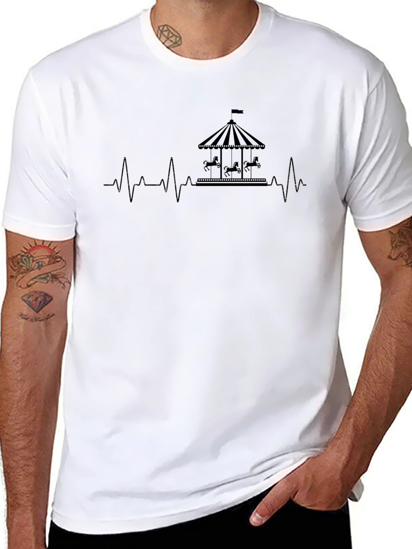 Carousel Heartbeat T-Shirt - Classic Black Cotton Tee