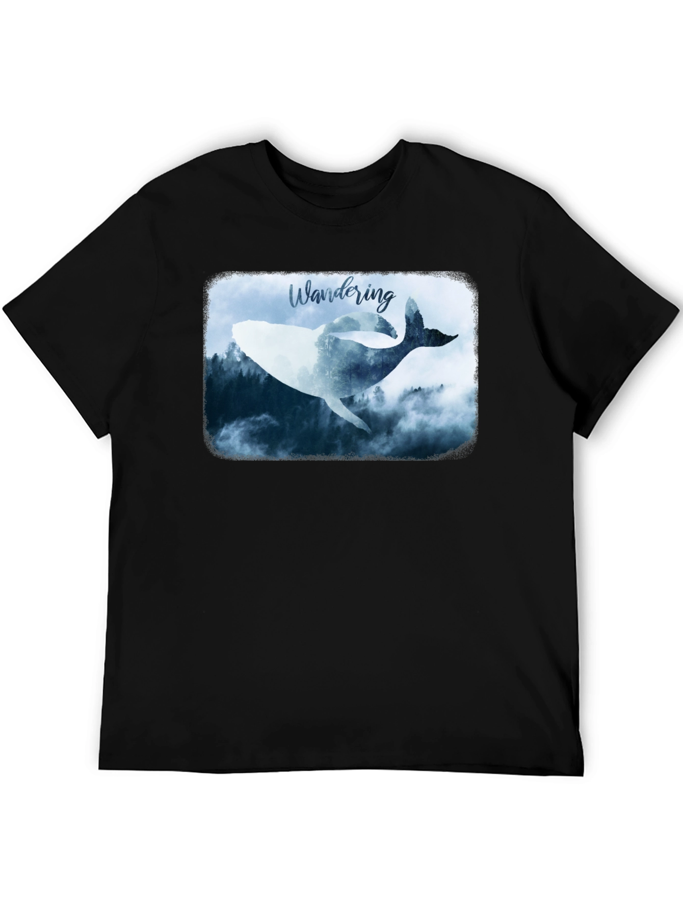 Wandering Whale Graphic Black T-Shirt