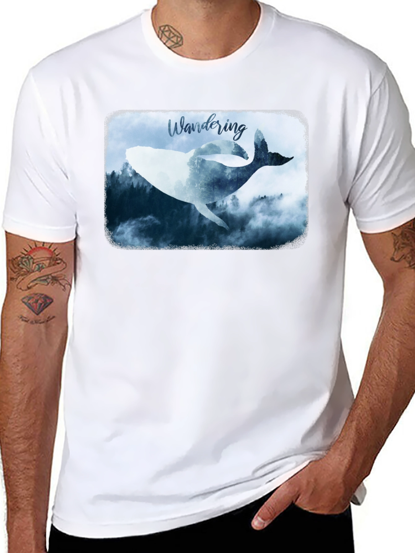 Wandering Whale Graphic Black T-Shirt