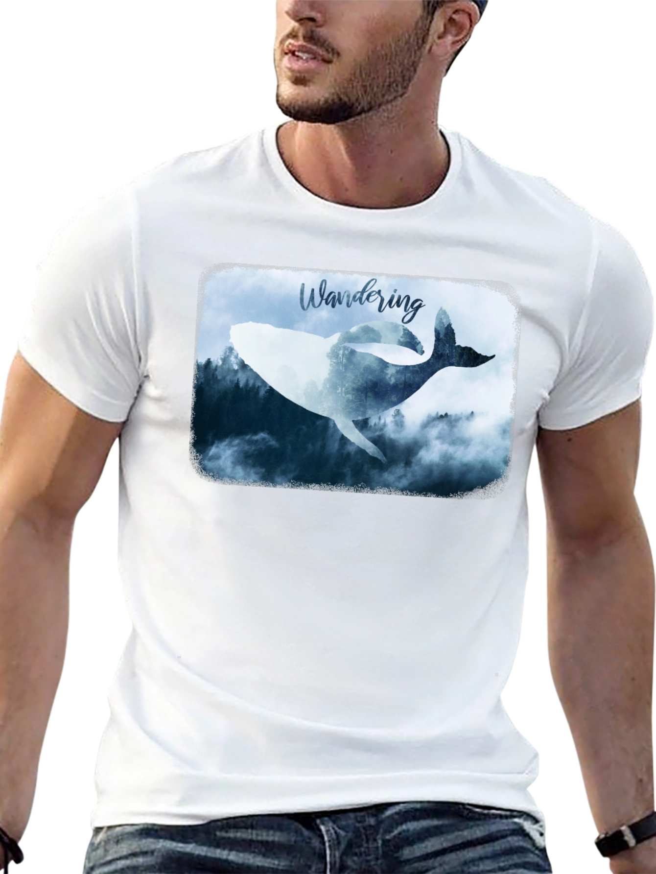 Wandering Whale Graphic Black T-Shirt