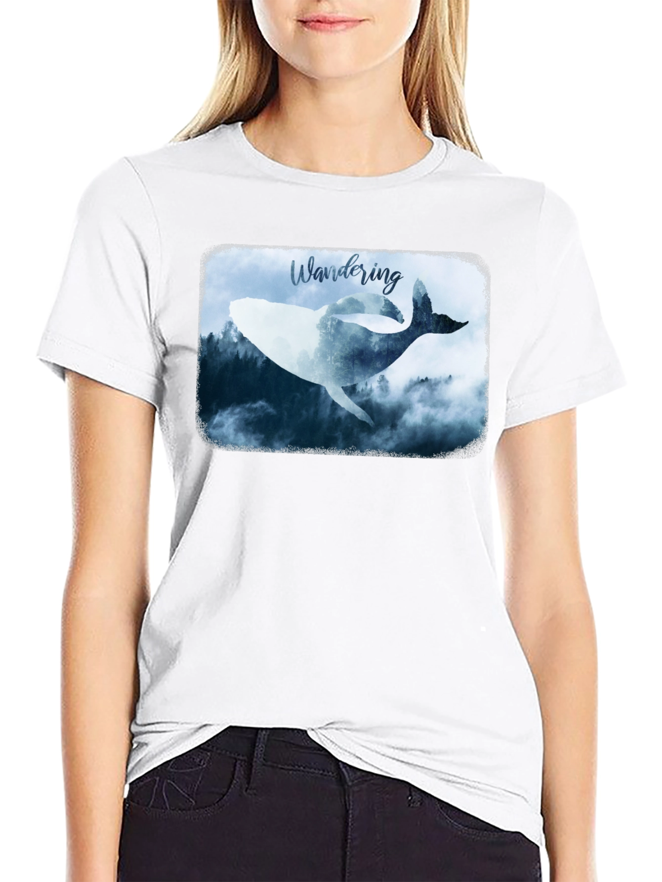 Wandering Whale Graphic Black T-Shirt