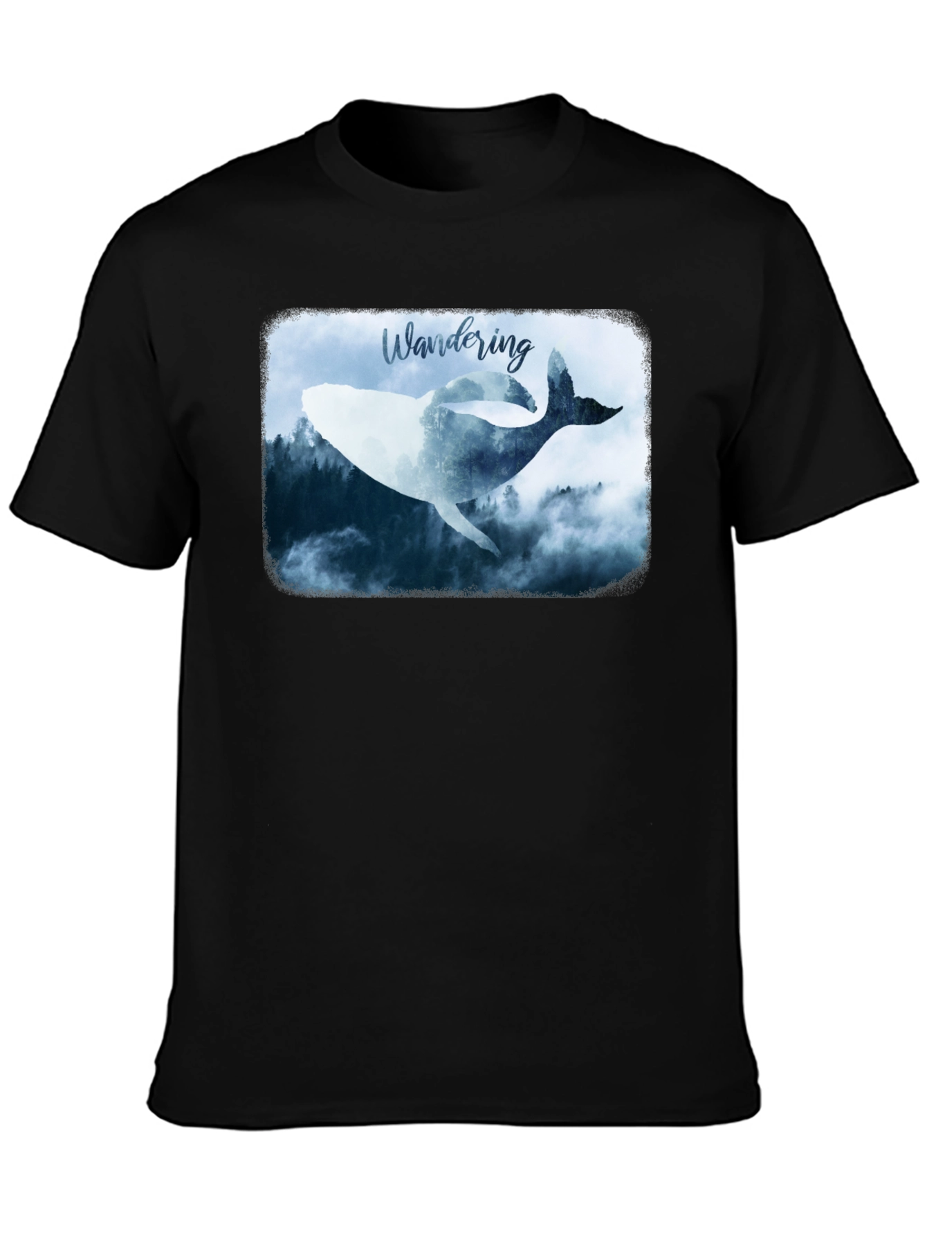 Wandering Whale Graphic Black T-Shirt