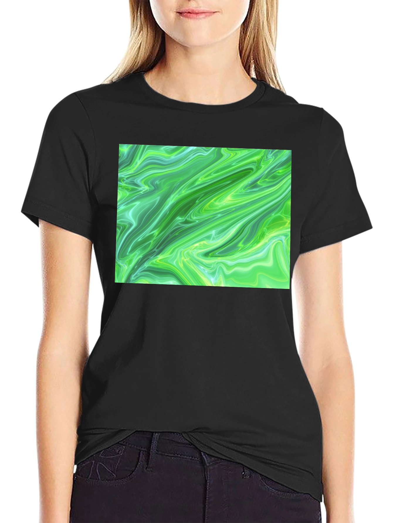 Green Swirl Graphic Tee - Casual Comfort