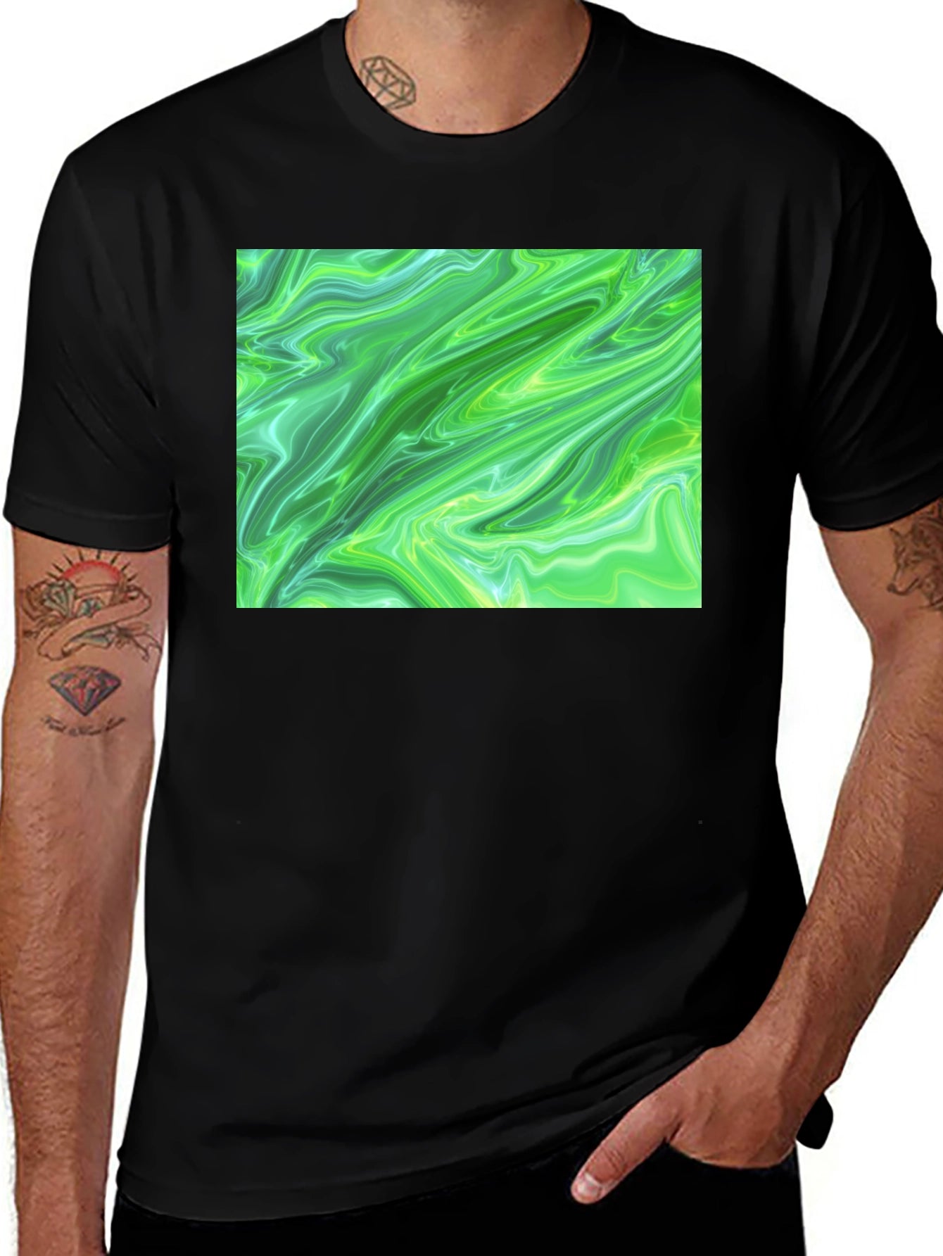 Green Swirl Graphic Tee - Casual Comfort