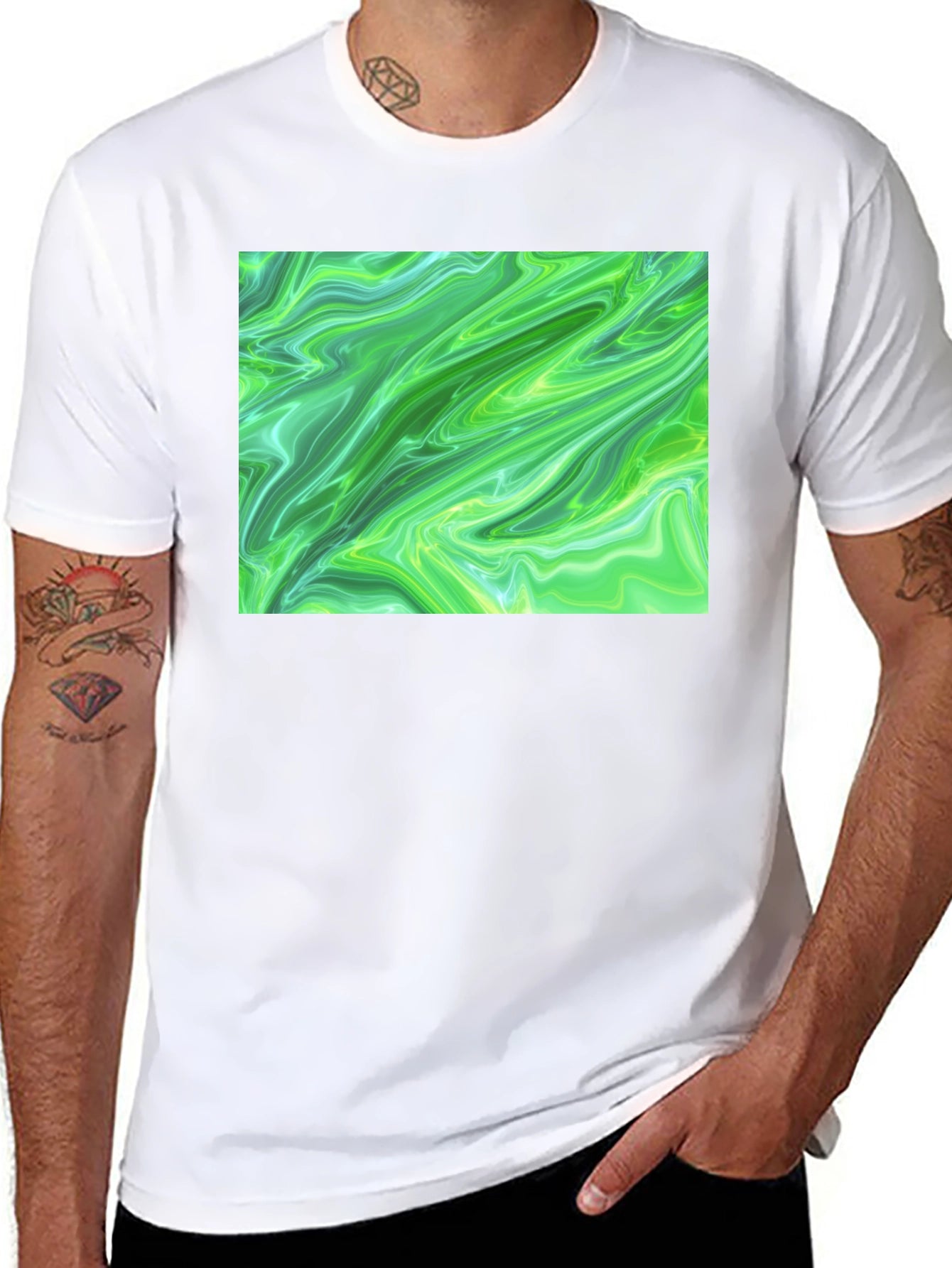 Green Swirl Graphic Tee - Casual Comfort