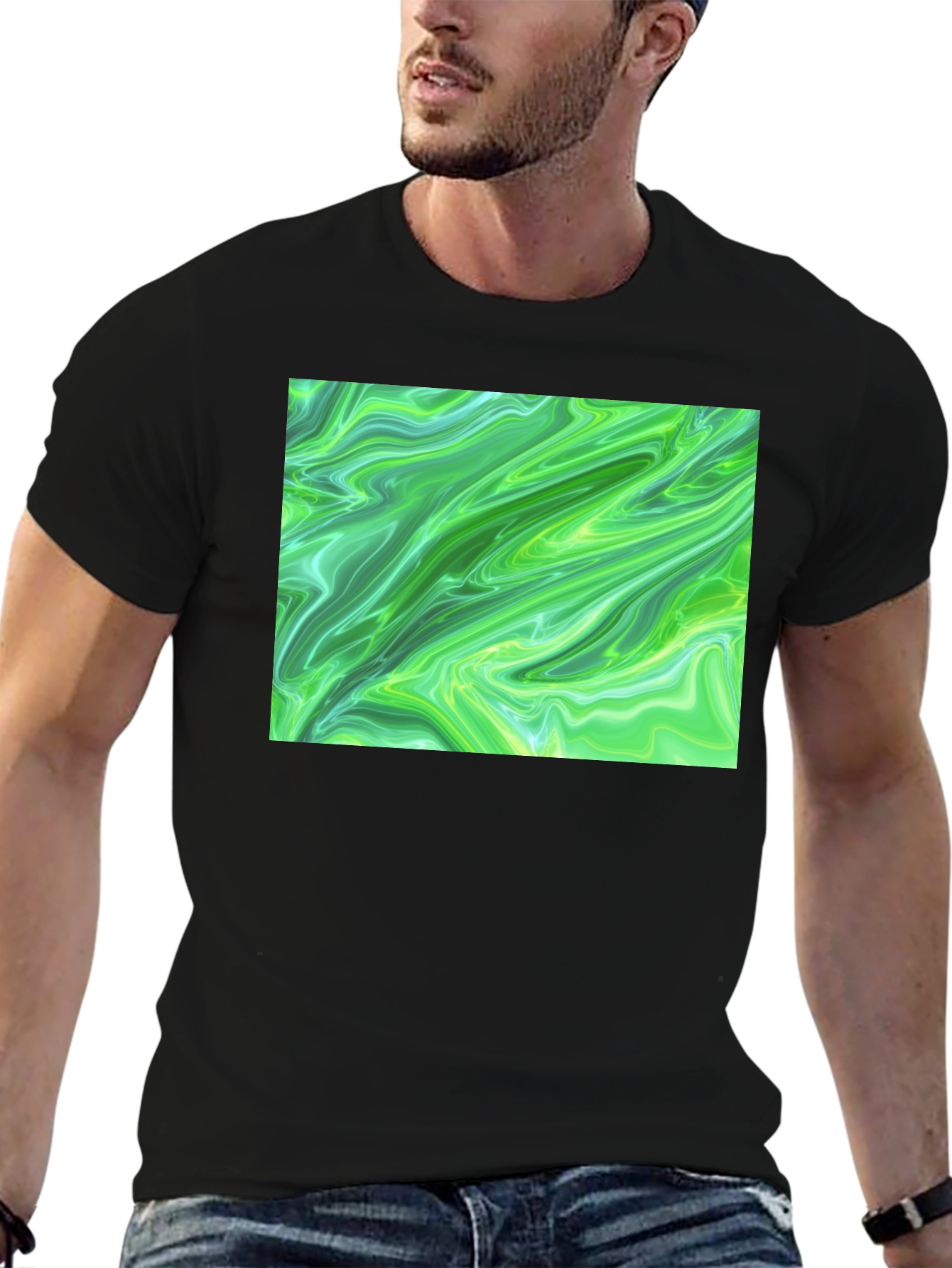 Green Swirl Graphic Tee - Casual Comfort
