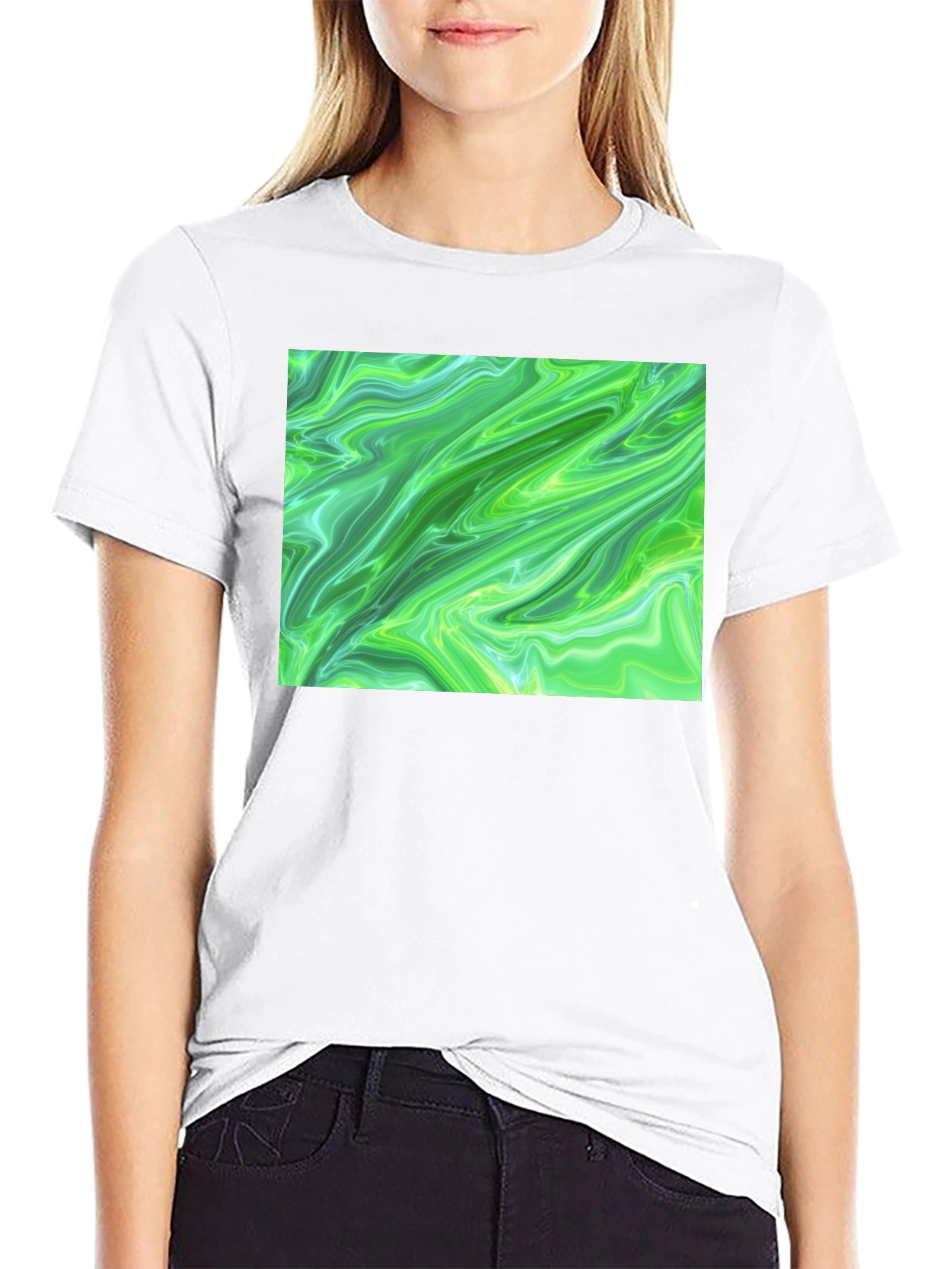 Green Swirl Graphic Tee - Casual Comfort
