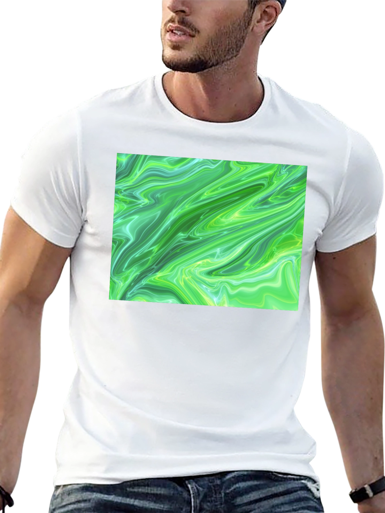 Green Swirl Graphic Tee - Casual Comfort