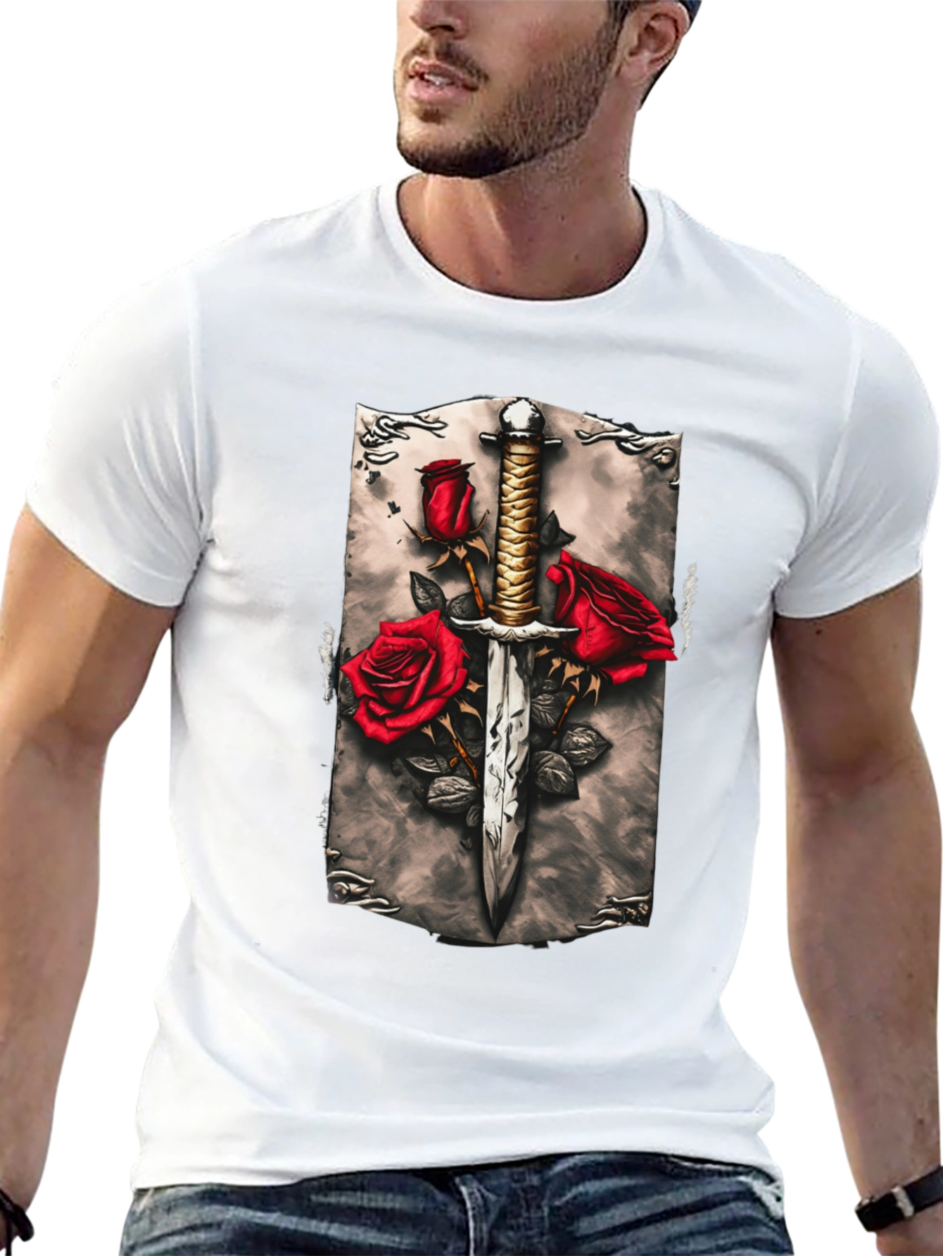 Sword & Roses Graphic Tee - Edgy Streetwear