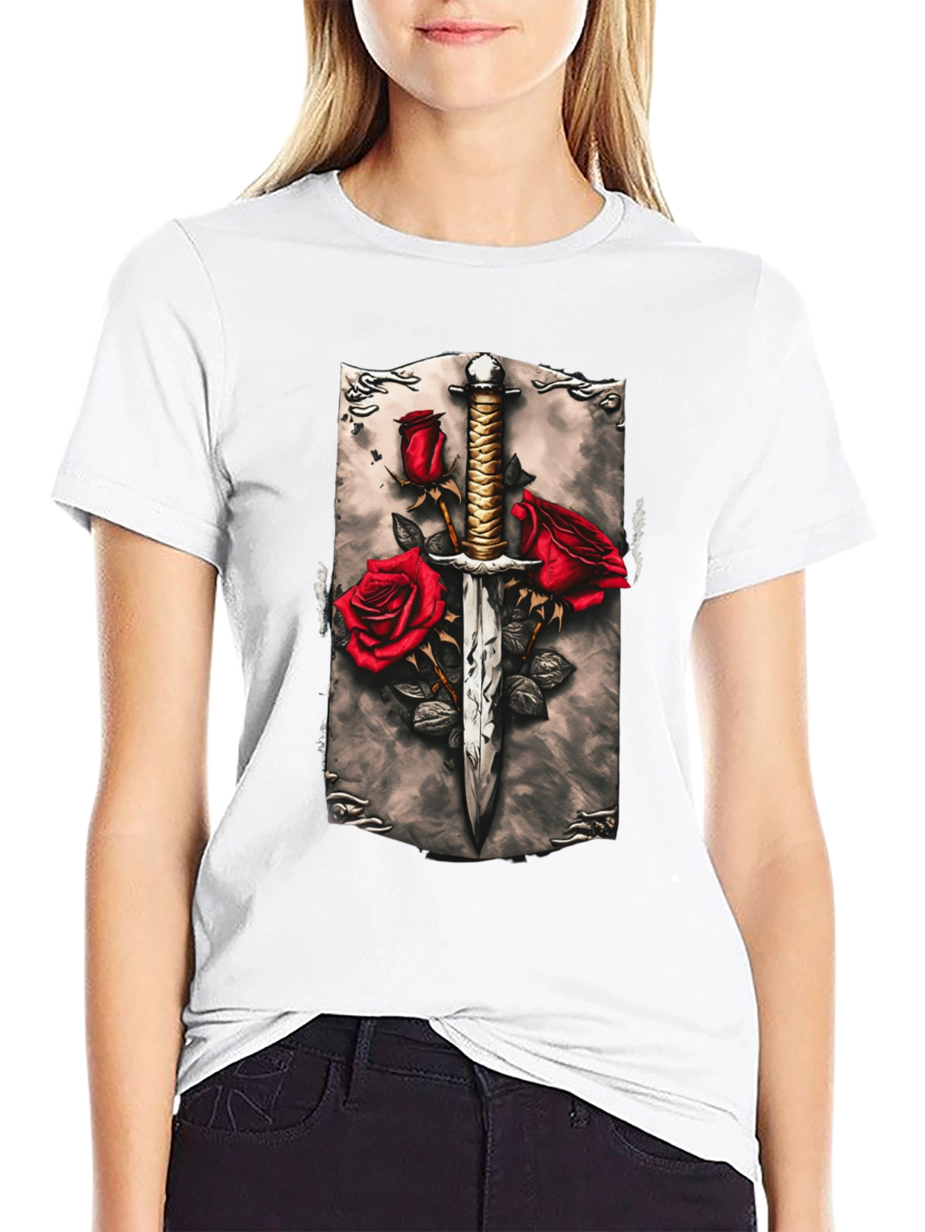 Sword & Roses Graphic Tee - Edgy Streetwear