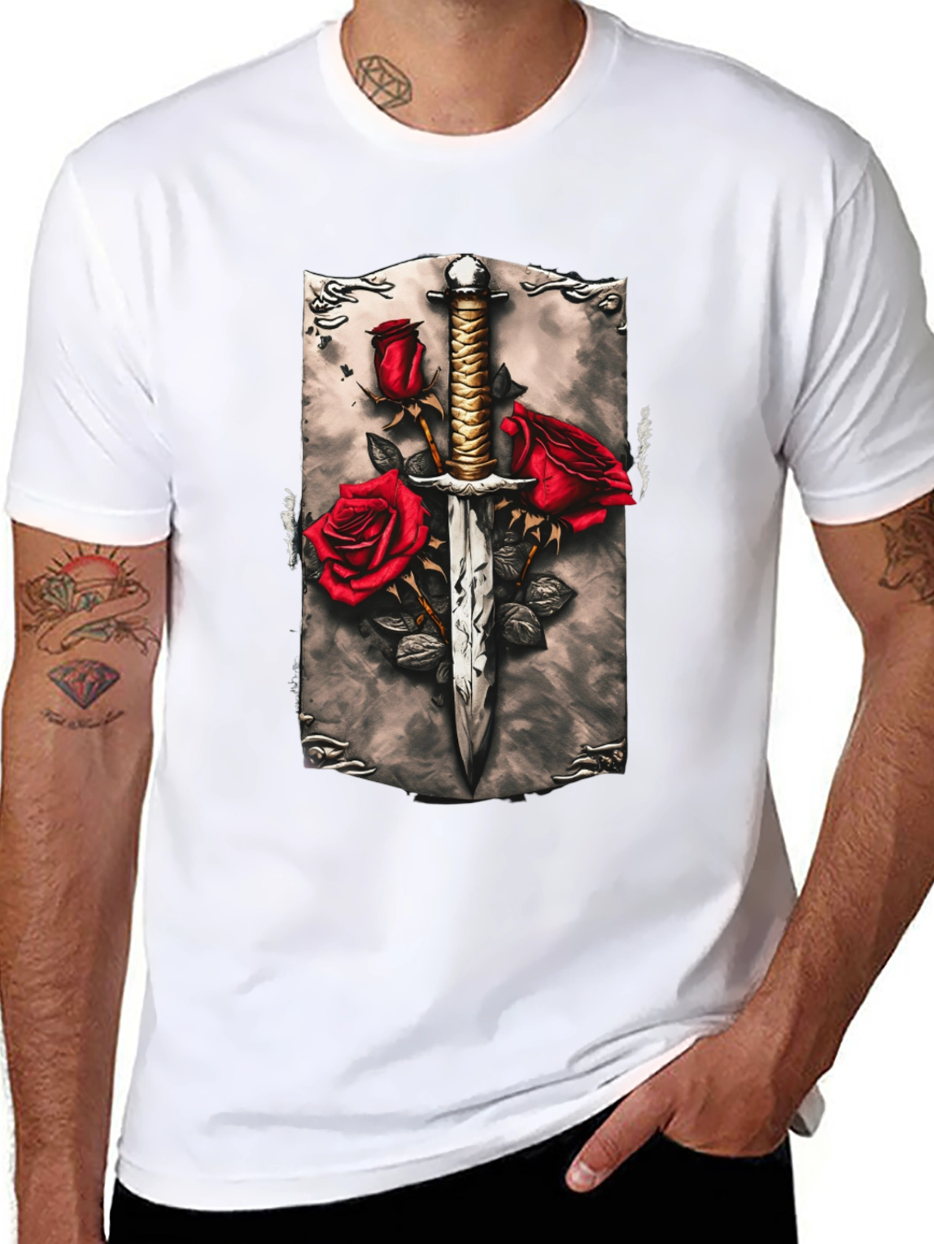 Sword & Roses Graphic Tee - Edgy Streetwear