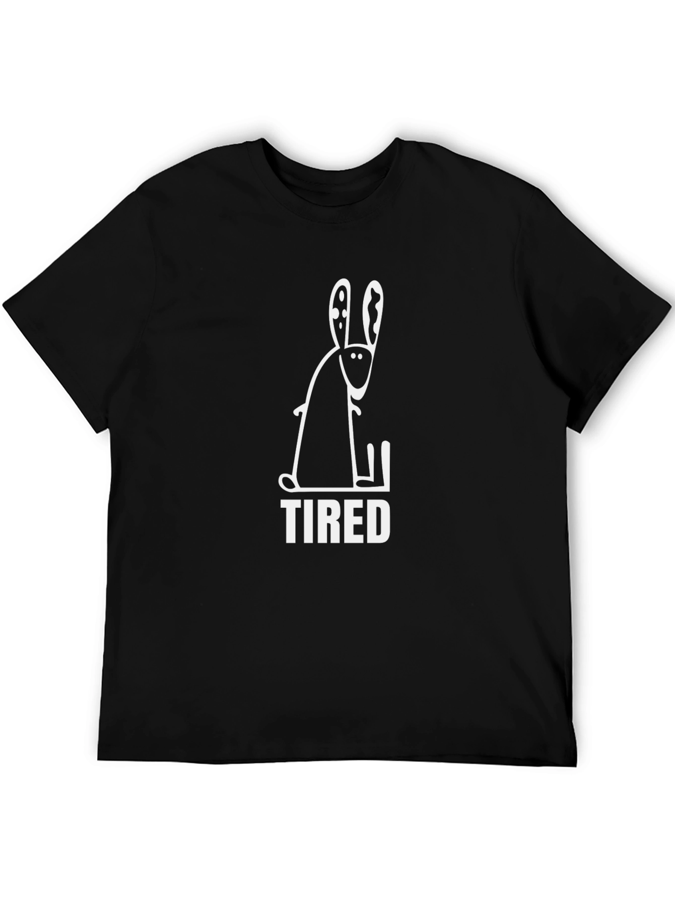 Tired Bunny Graphic T-Shirt - Black