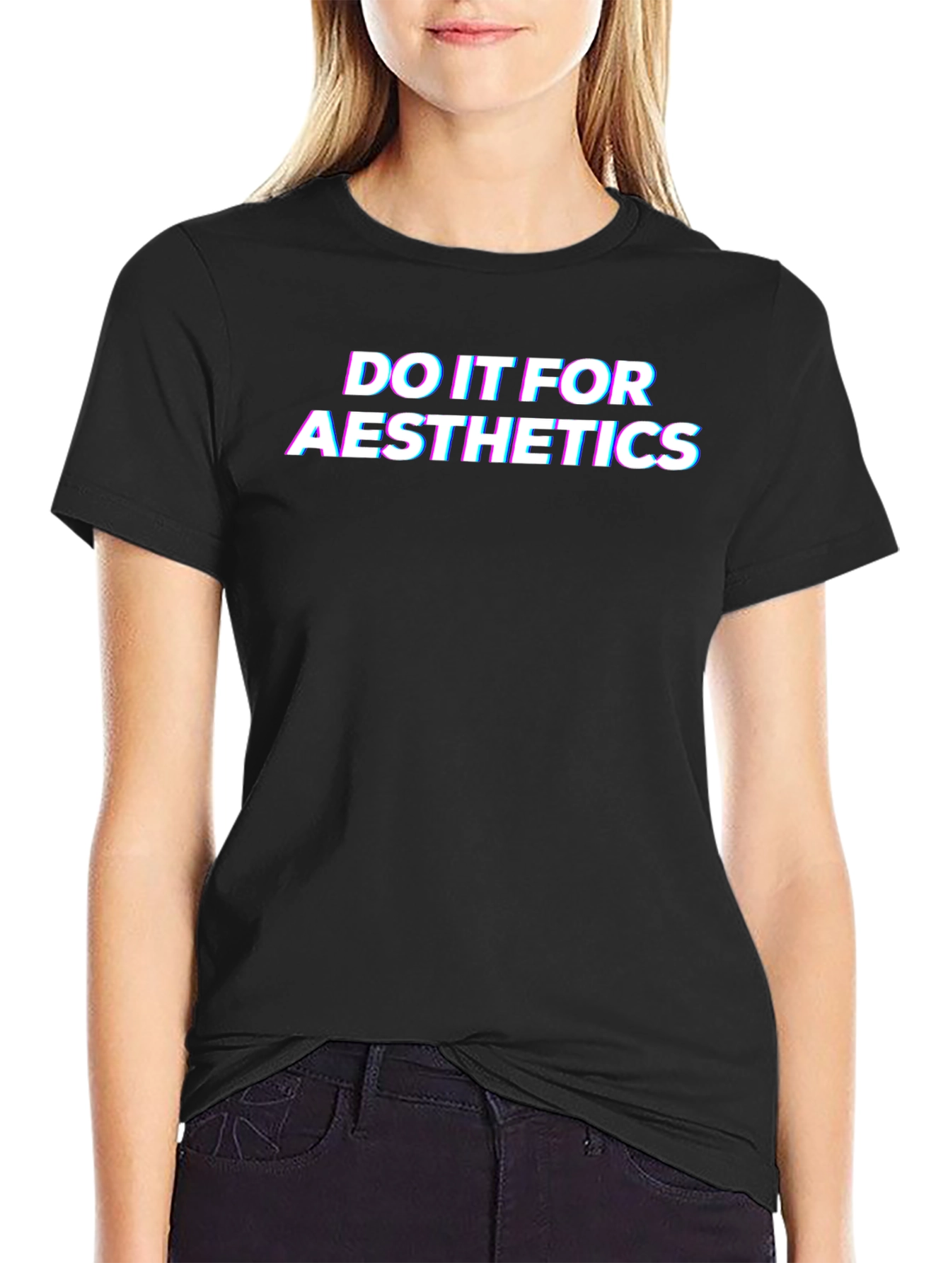 Aesthetic Statement Tee - Black Cotton Graphic T-Shirt
