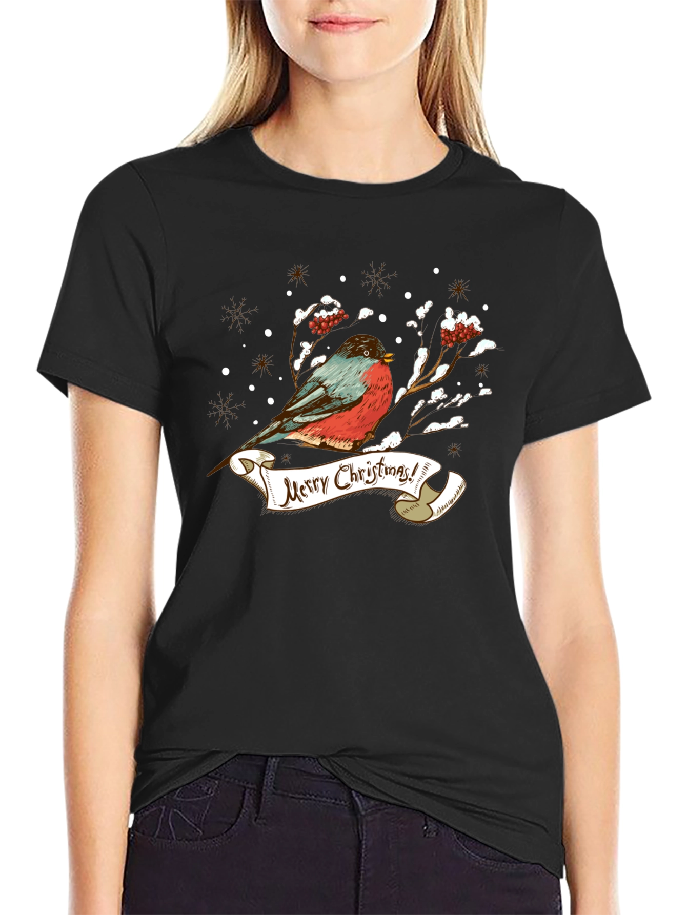 Christmas Bird Graphic T-Shirt
