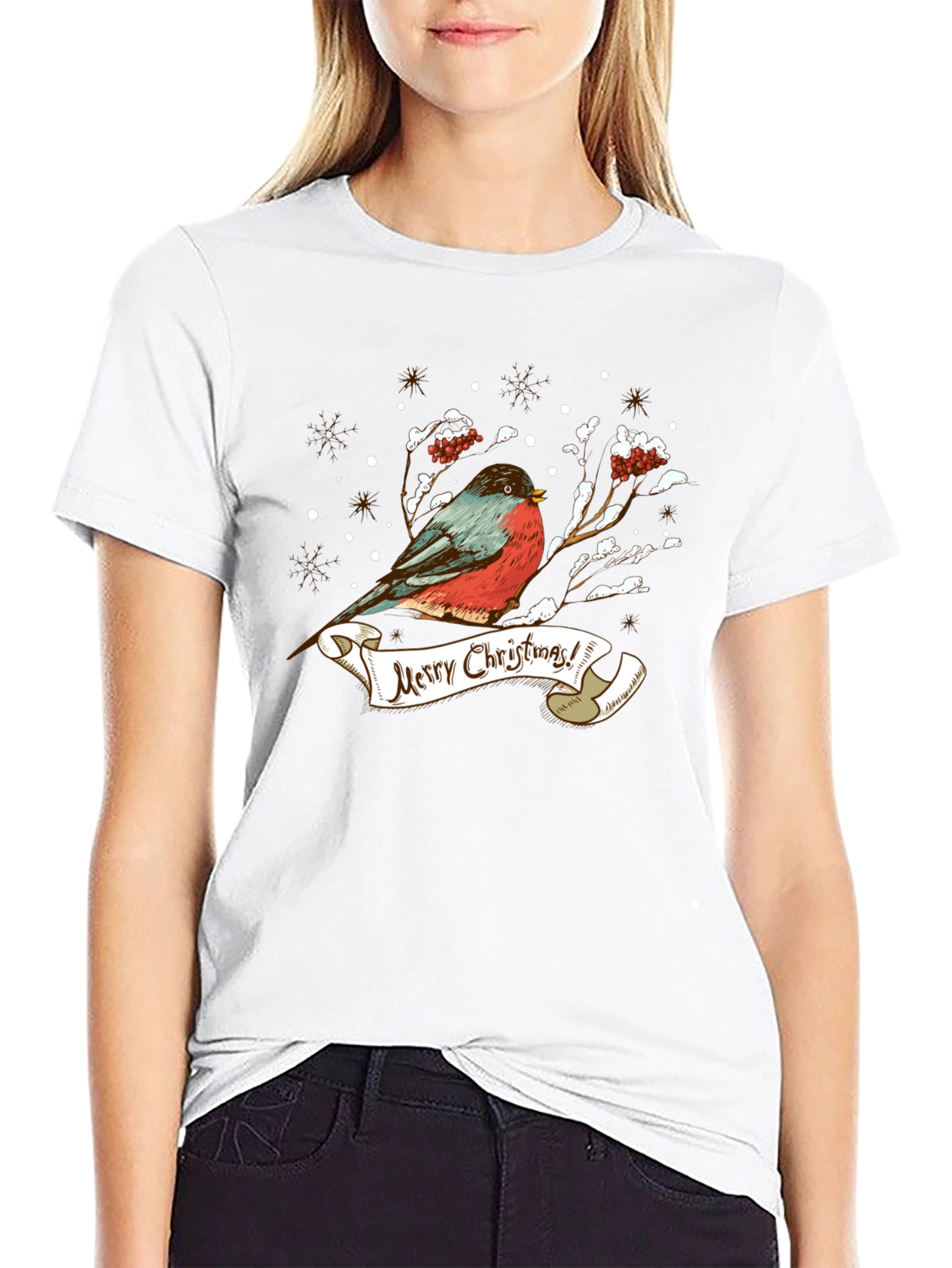 Christmas Bird Graphic T-Shirt