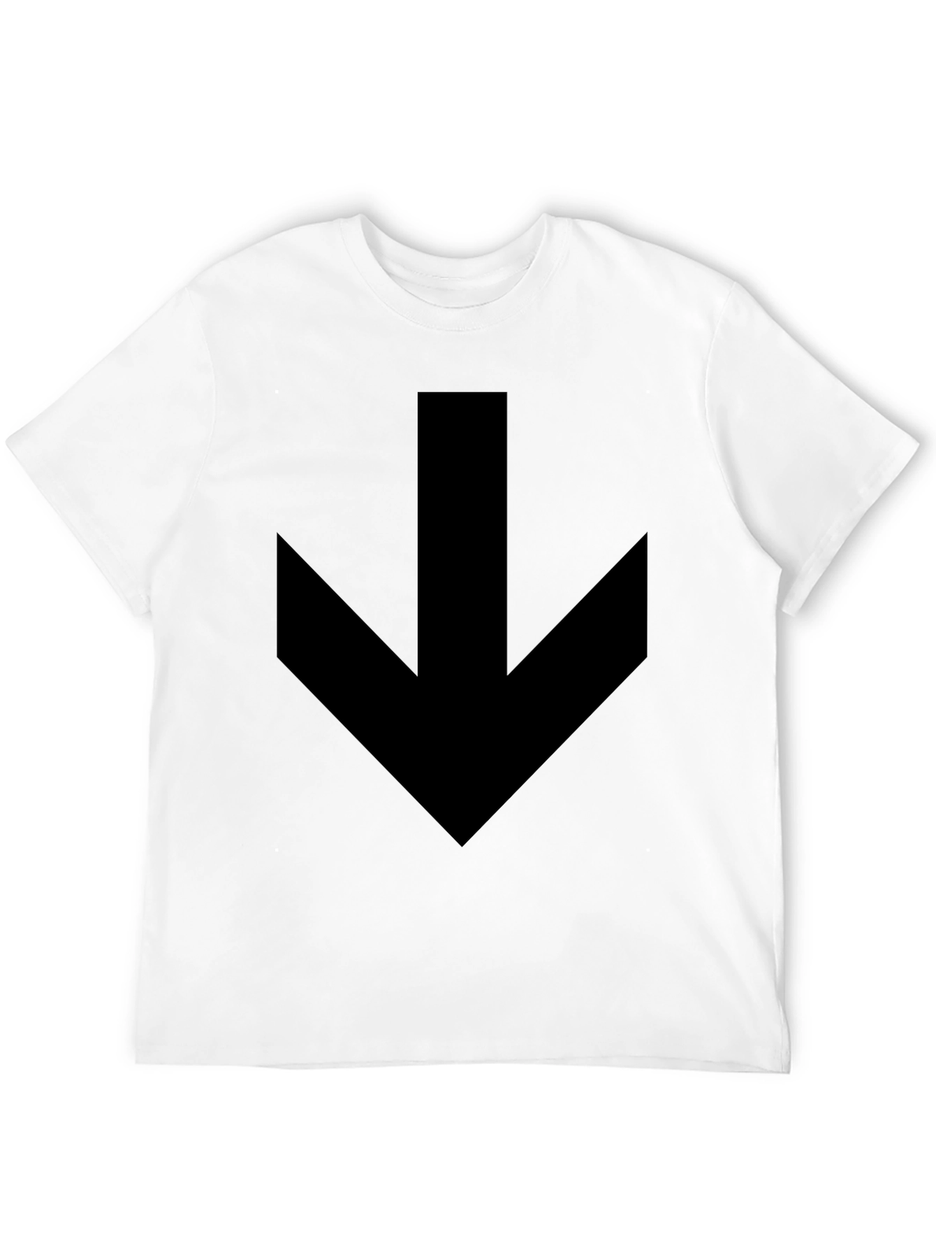 Mens Black T-Shirt with Bold Down Arrow Design